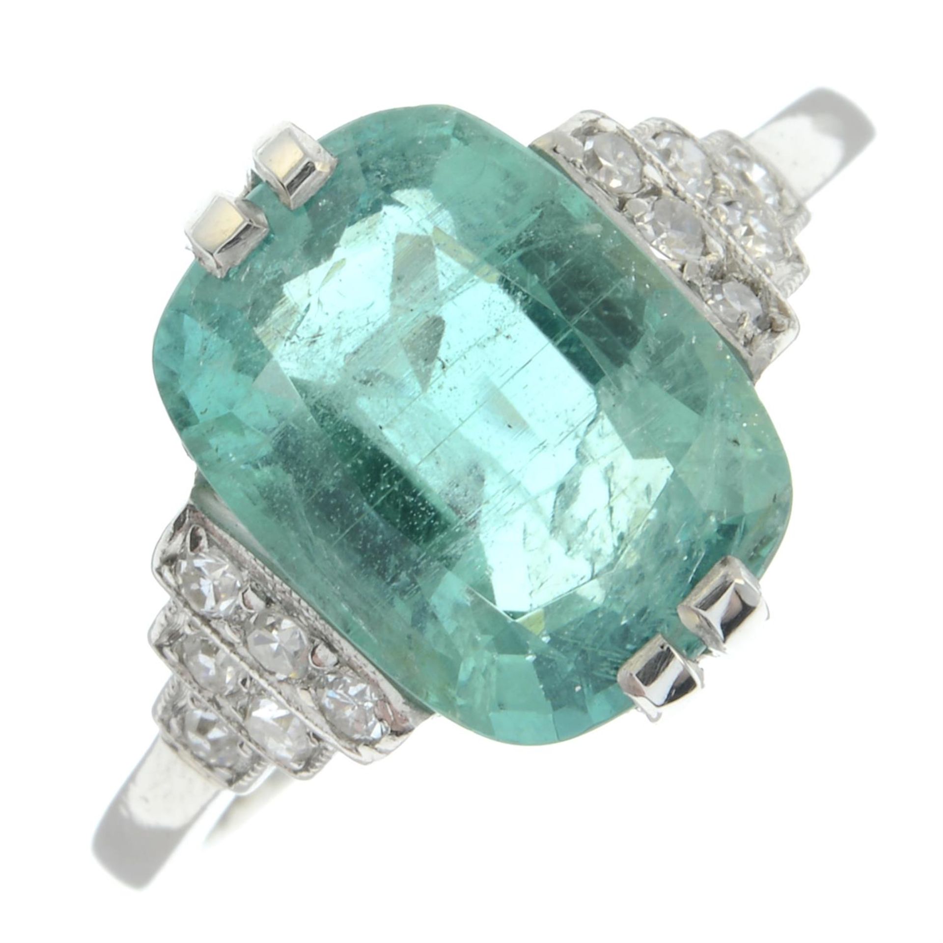 A Brazilian emerald and single-cut diamond dress ring. - Image 2 of 6