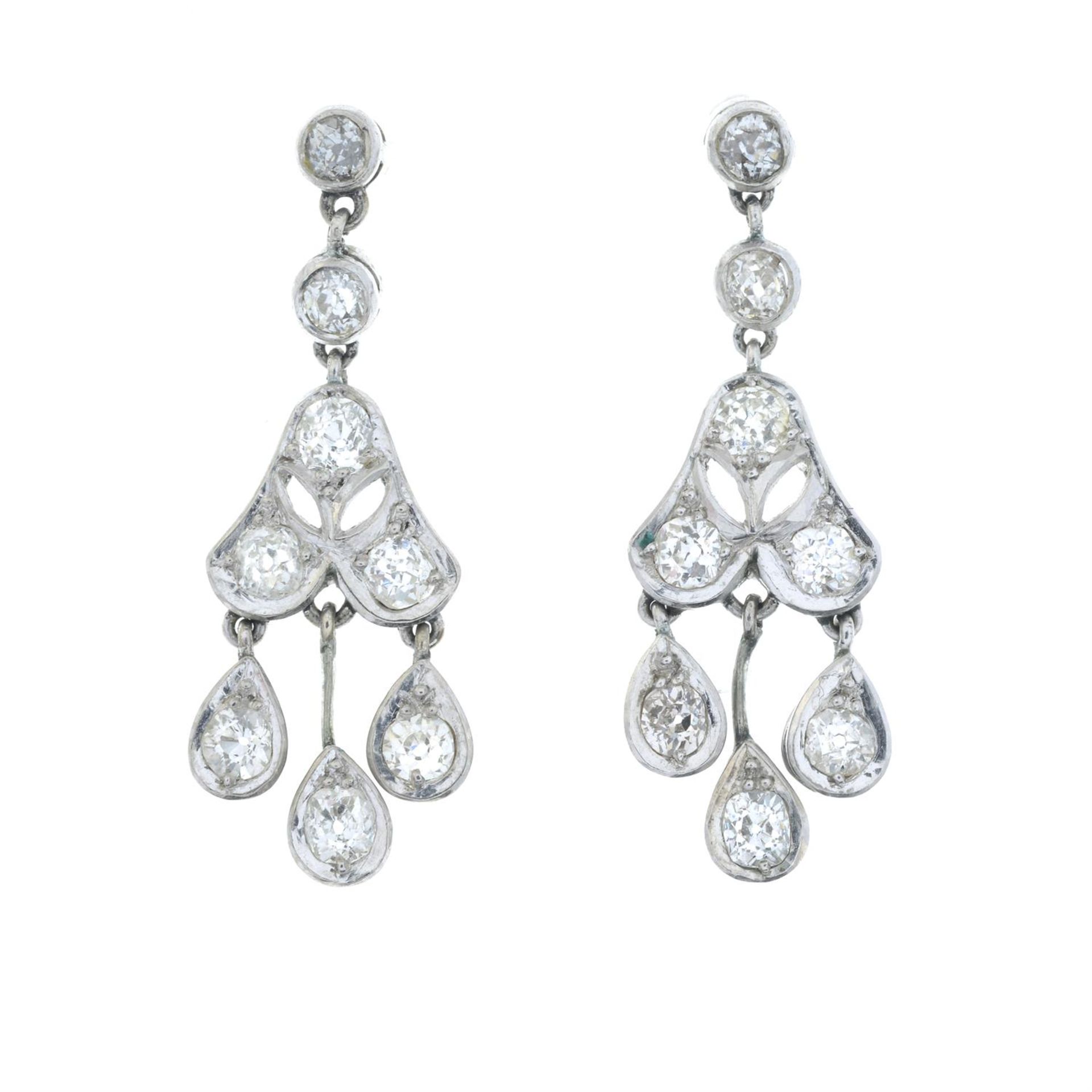 A pair of old-cut diamond drop earrings. - Image 2 of 3