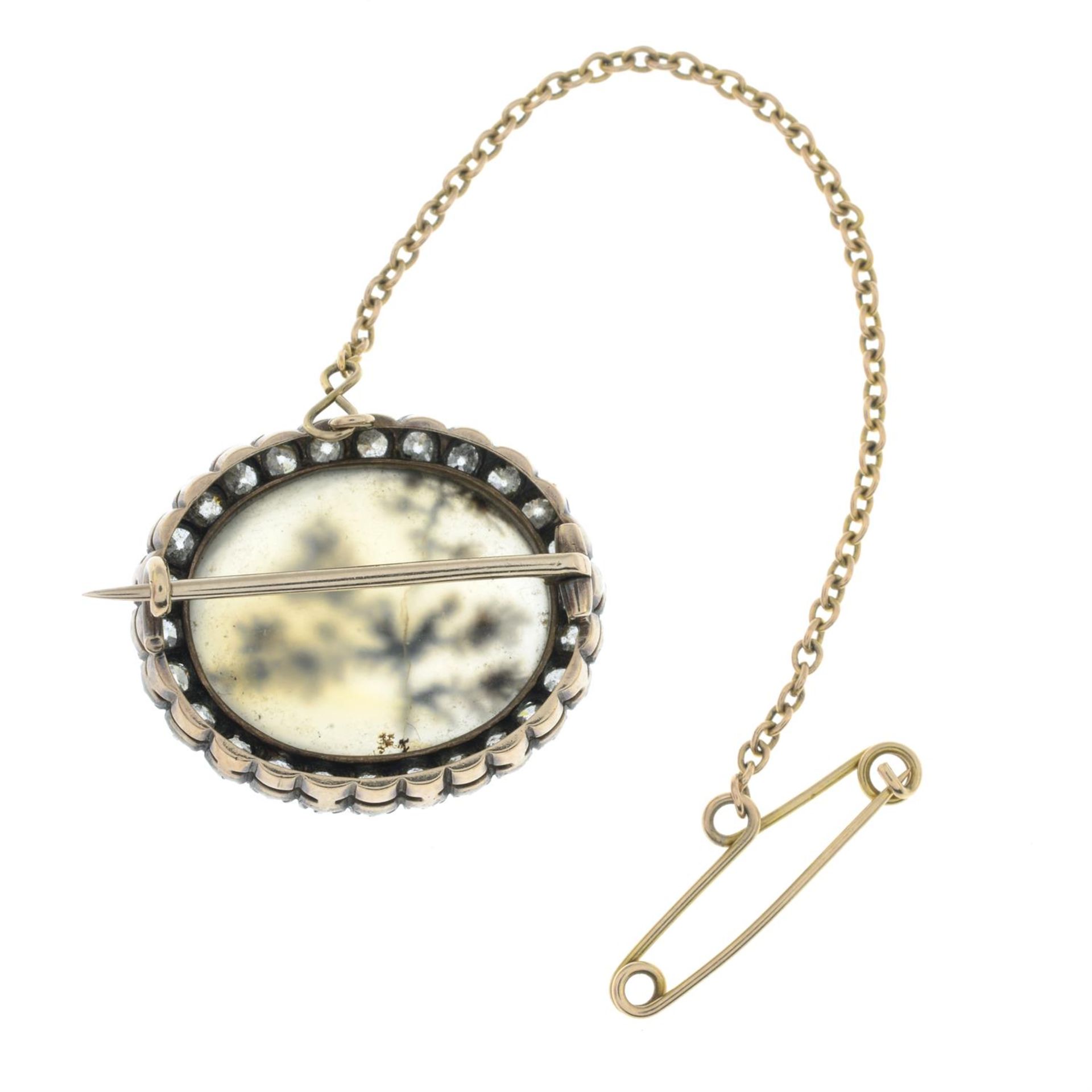 A 19th century silver and gold moss agate brooch, with old-cut diamond surround. - Image 3 of 3