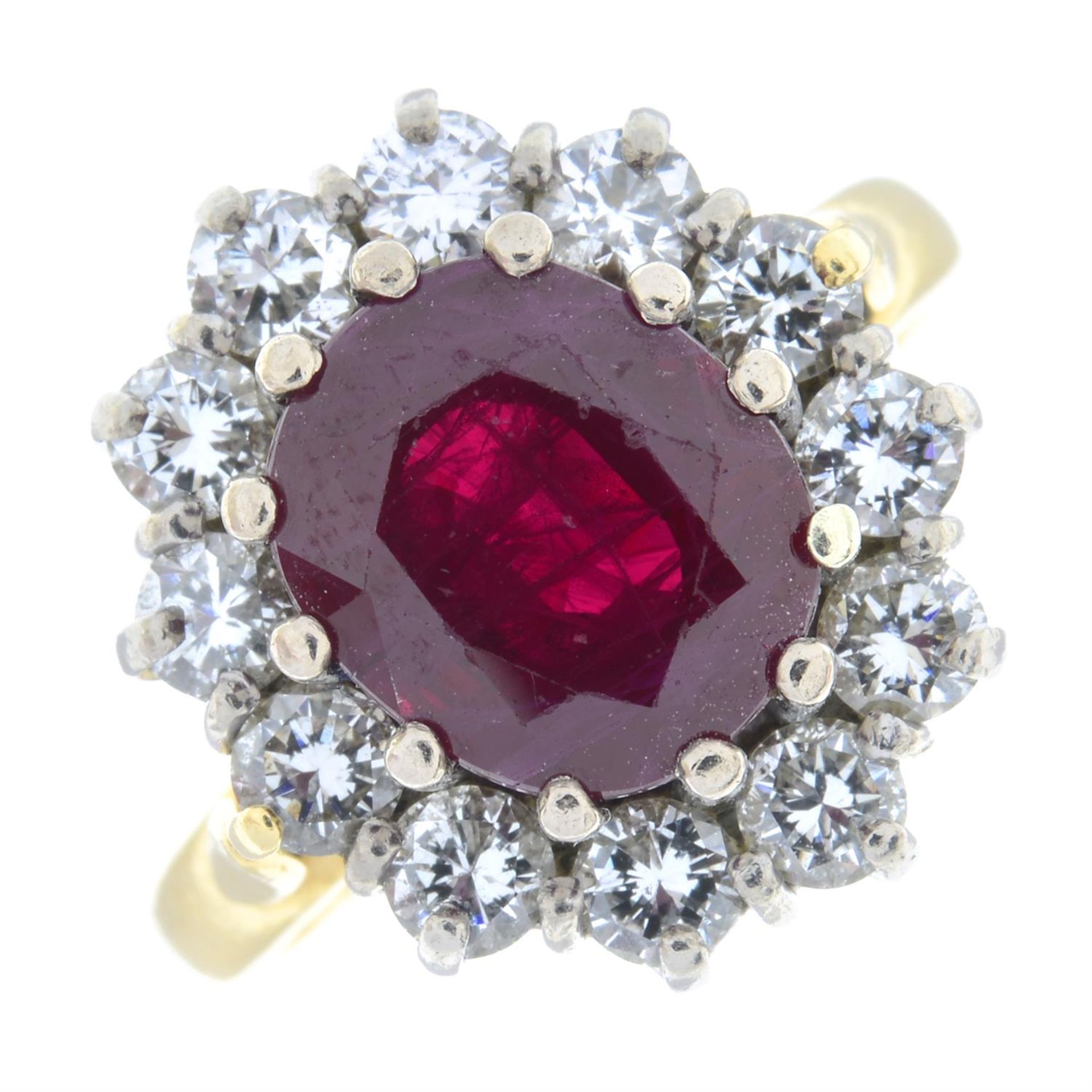 An 18ct gold ruby and brilliant-cut diamond cluster ring. - Image 2 of 5
