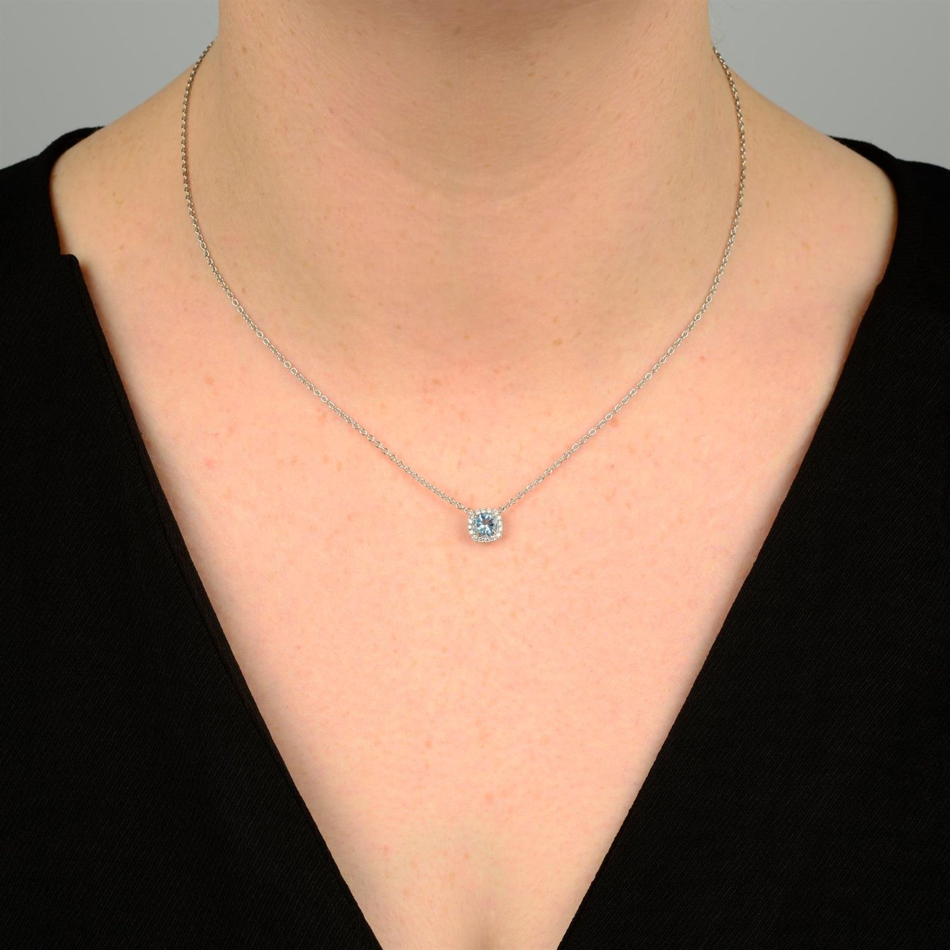 An 18ct gold aquamarine and brilliant-cut diamond pendant, on chain, by Garrard & Co Ltd. - Image 5 of 5