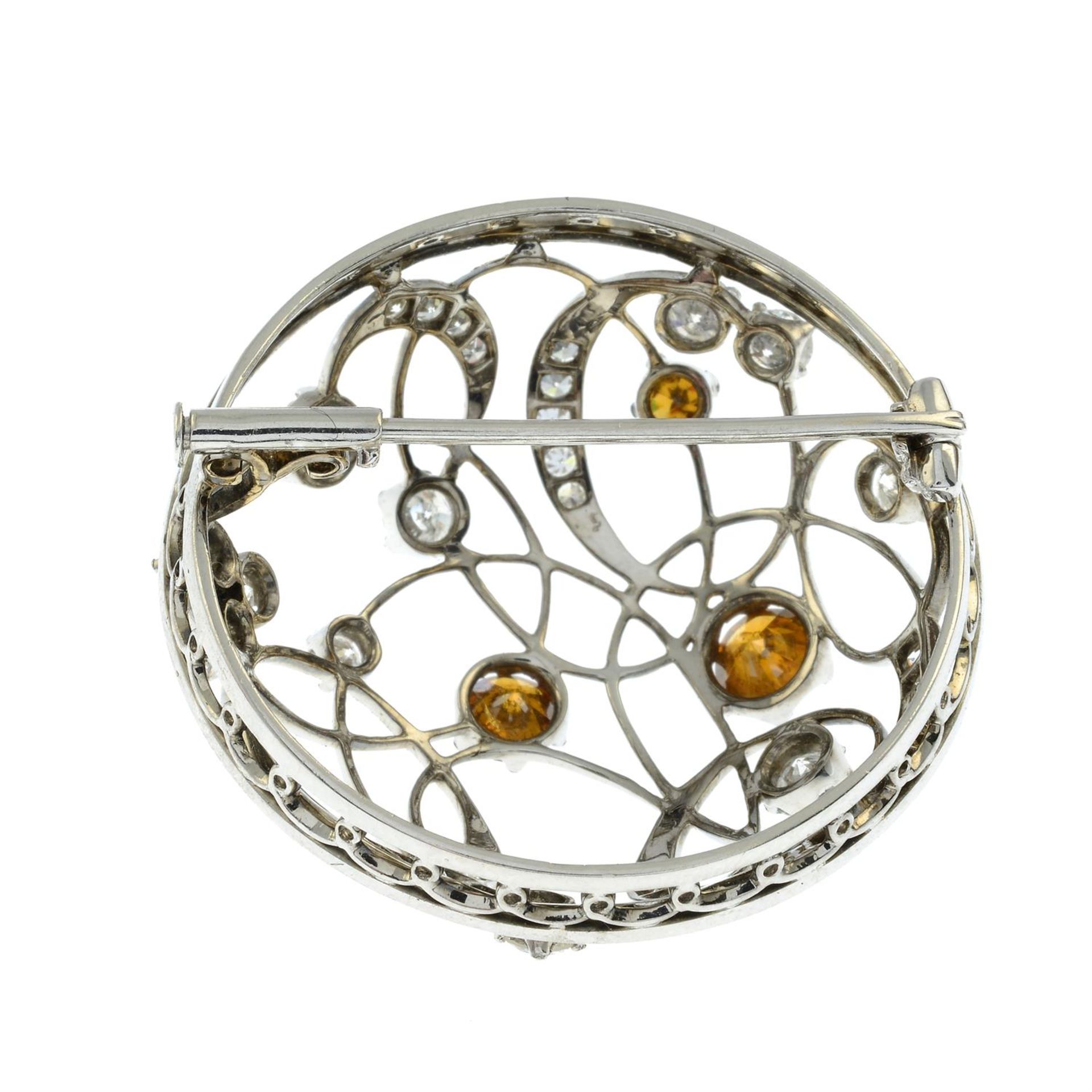 A 'brown' diamond, brilliant and single-cut diamond domed openwork brooch. - Image 3 of 4