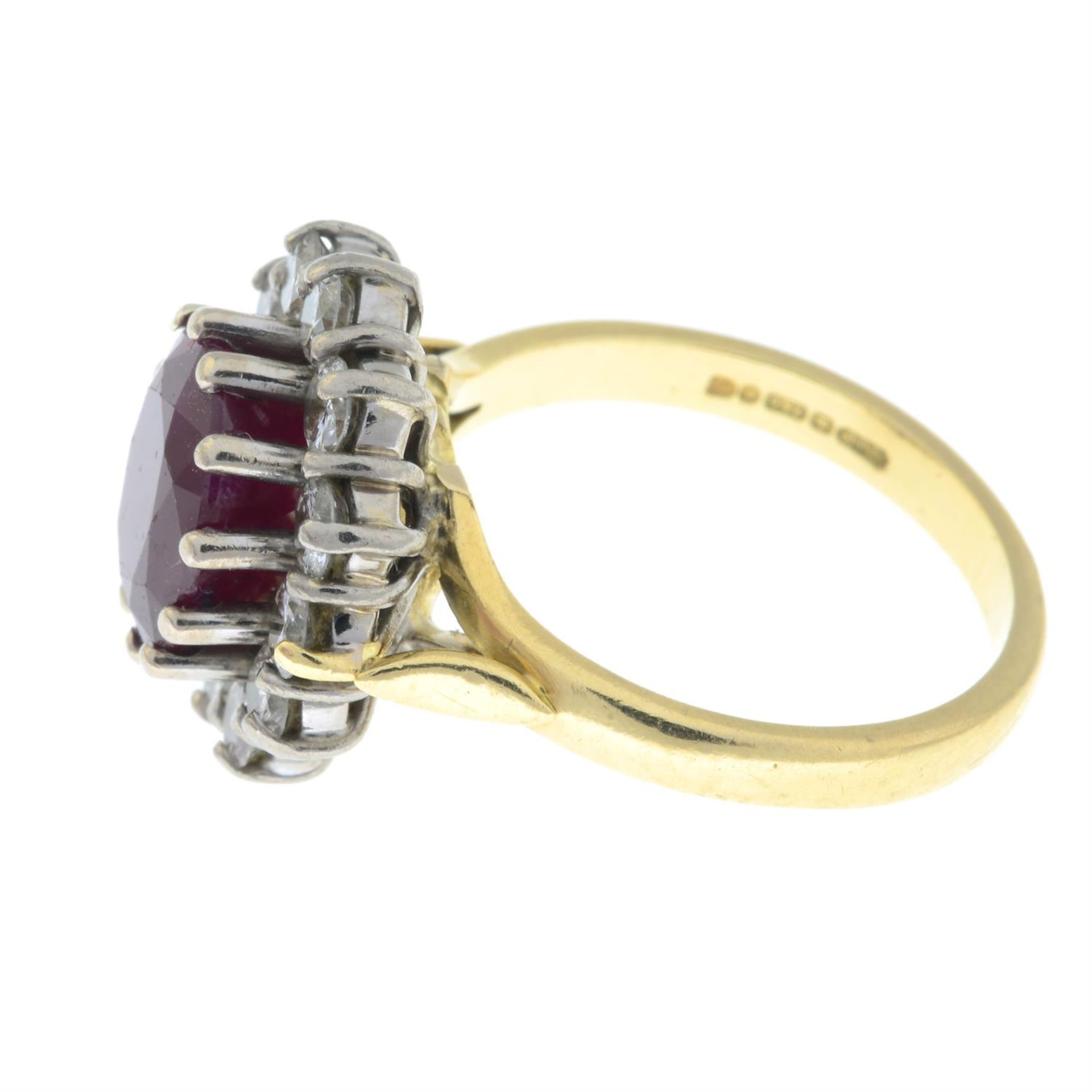 An 18ct gold ruby and brilliant-cut diamond cluster ring. - Image 4 of 5