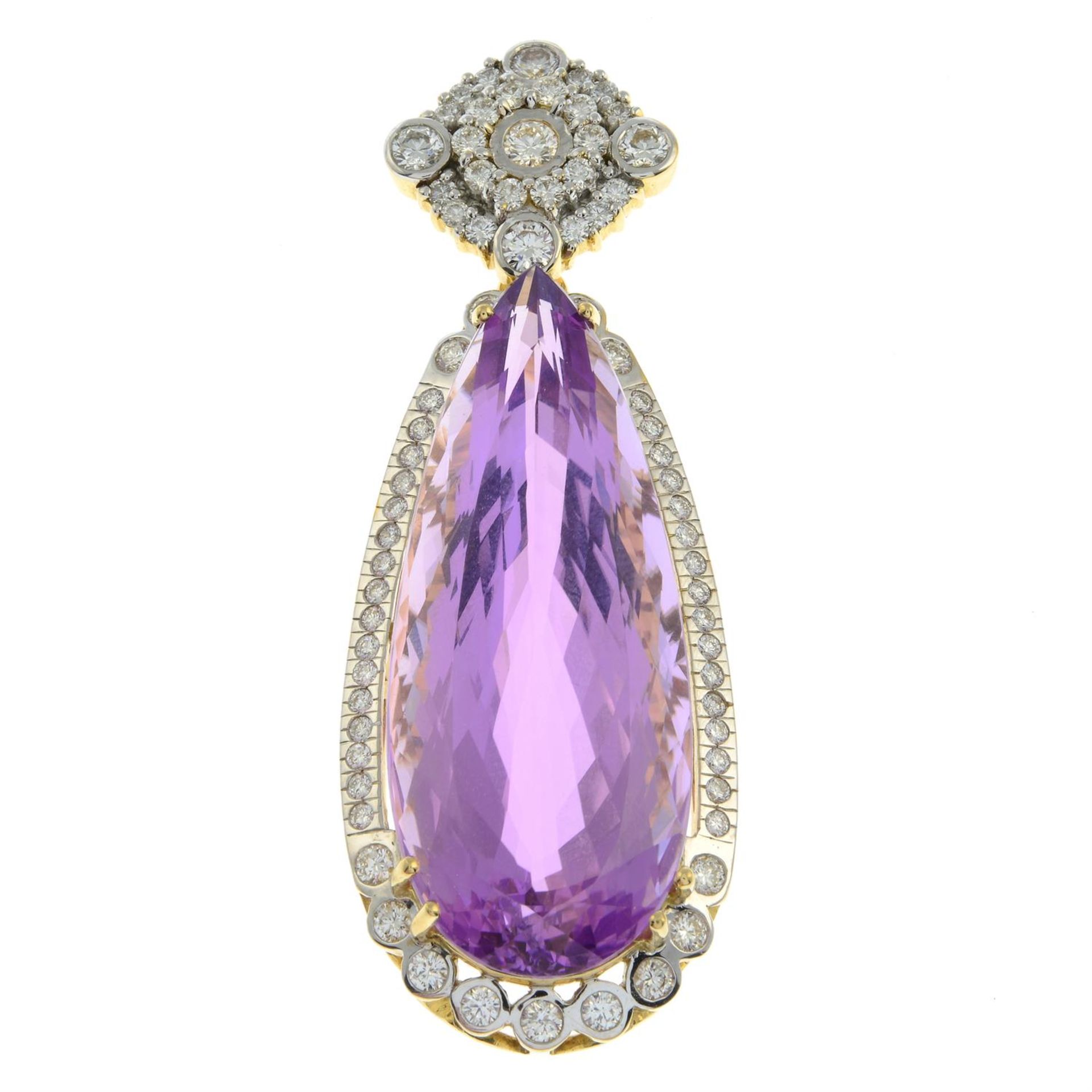 A kunzite and diamond pendant. - Image 2 of 5