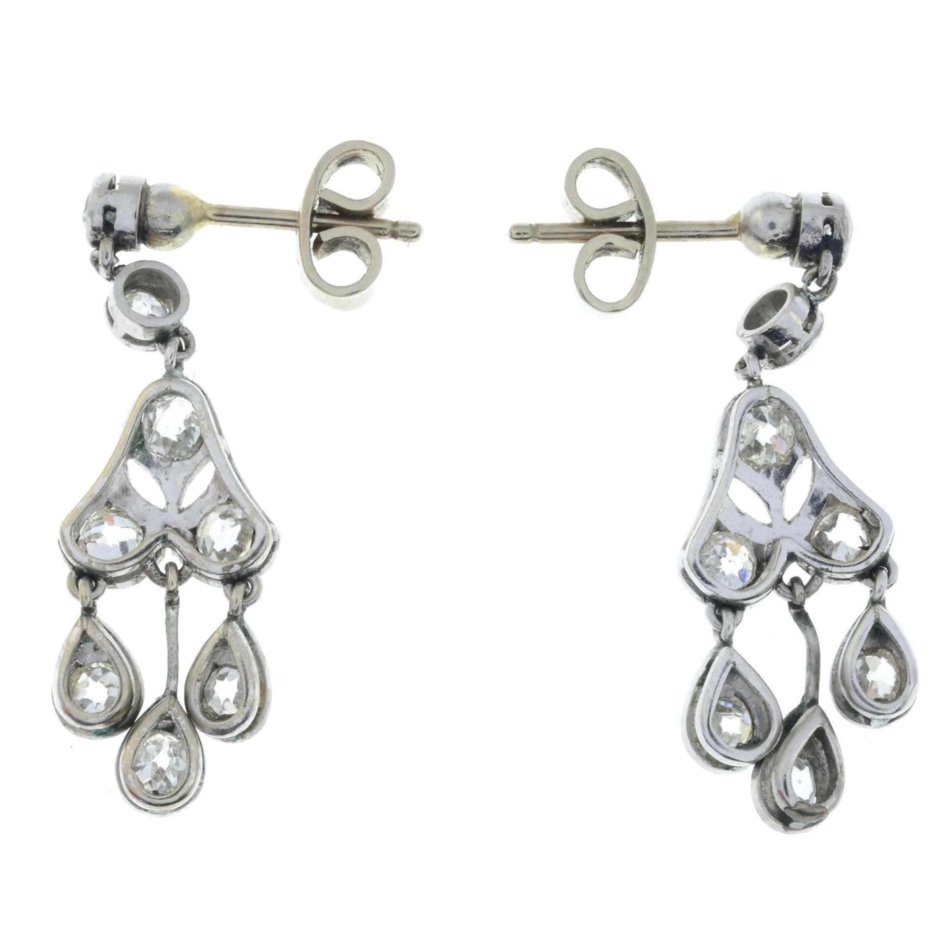 A pair of old-cut diamond drop earrings. - Image 3 of 3
