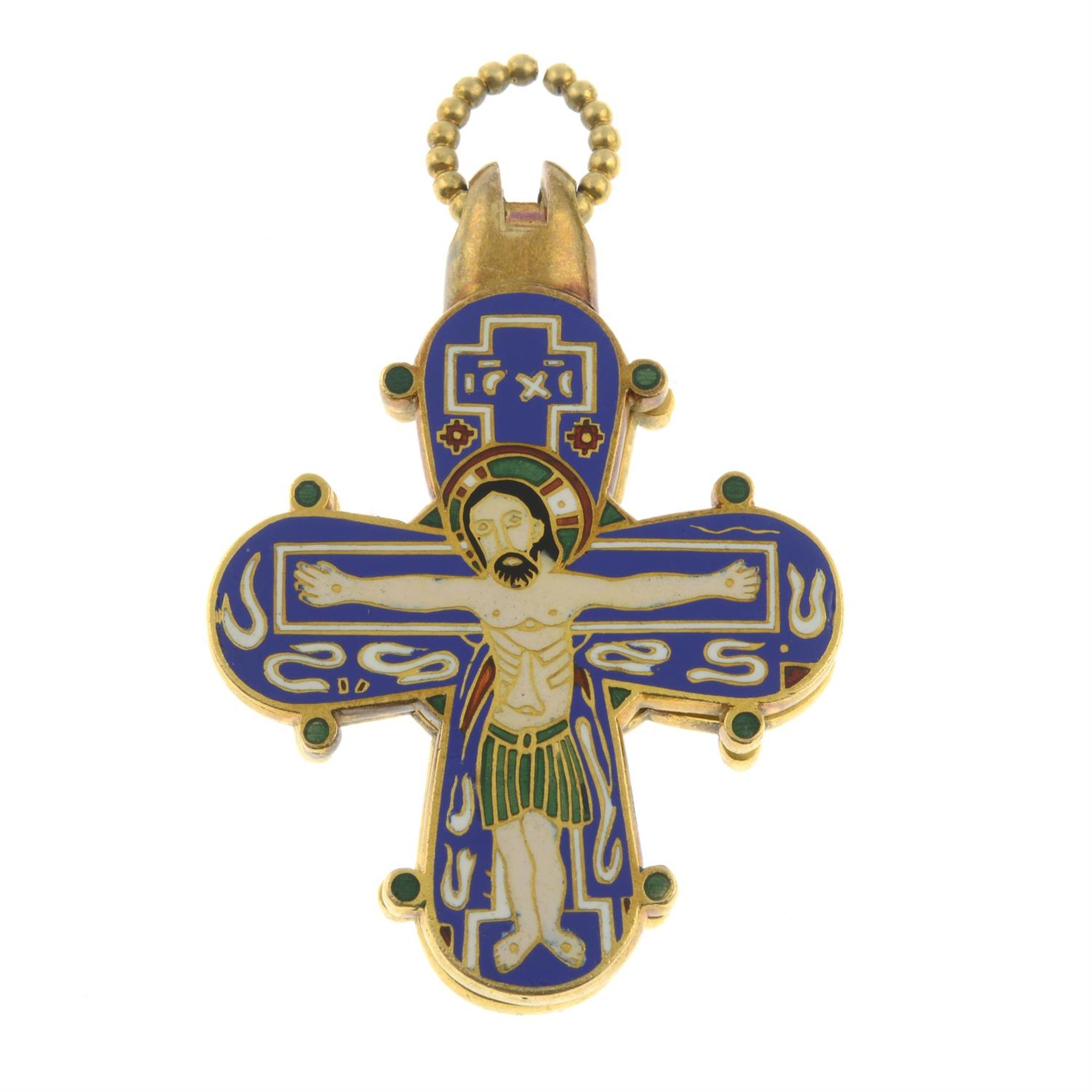 A mid to late 19th century 18ct gold enamel replica Dagmar Cross pendant, by Borgen & Co. - Image 2 of 5