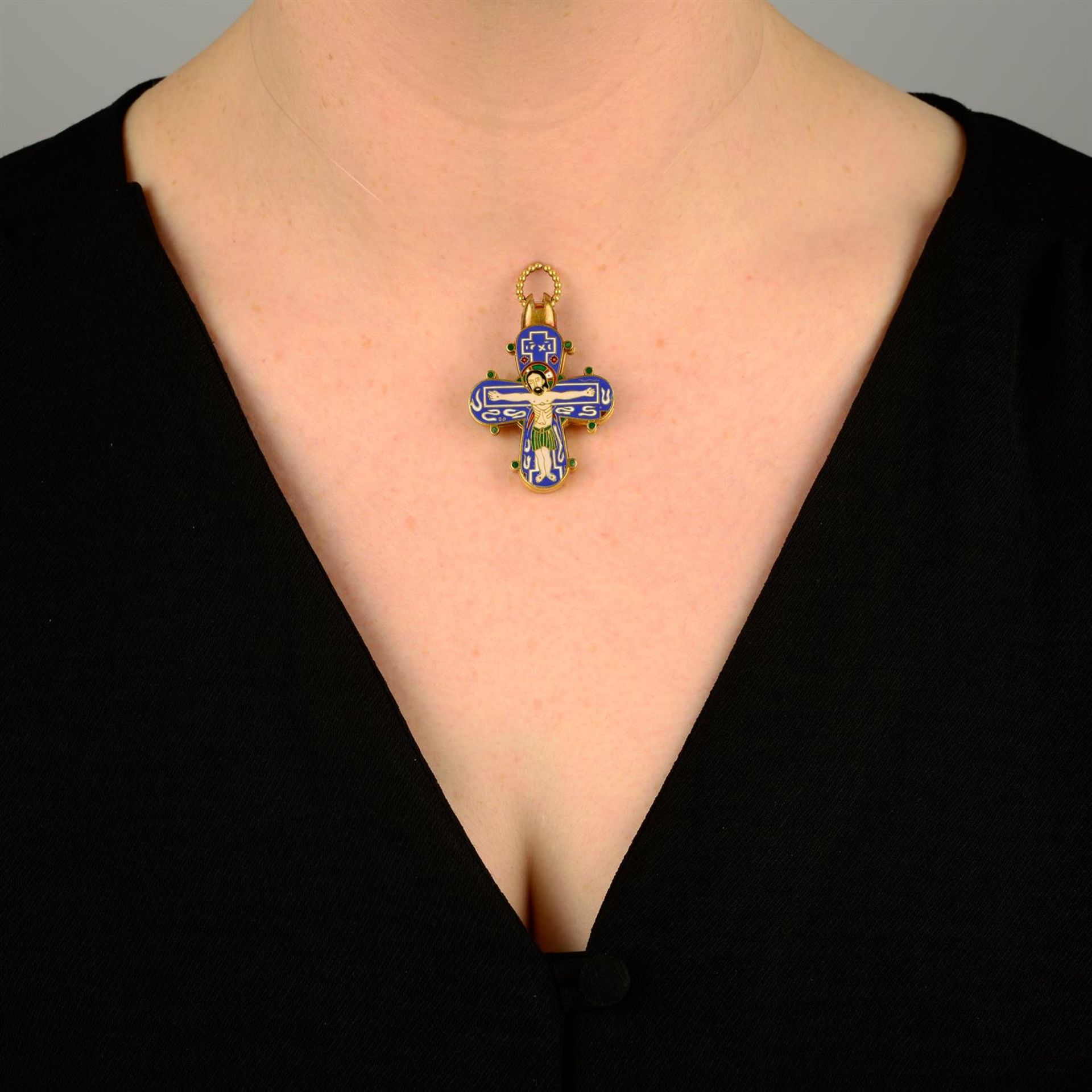 A mid to late 19th century 18ct gold enamel replica Dagmar Cross pendant, by Borgen & Co. - Image 5 of 5