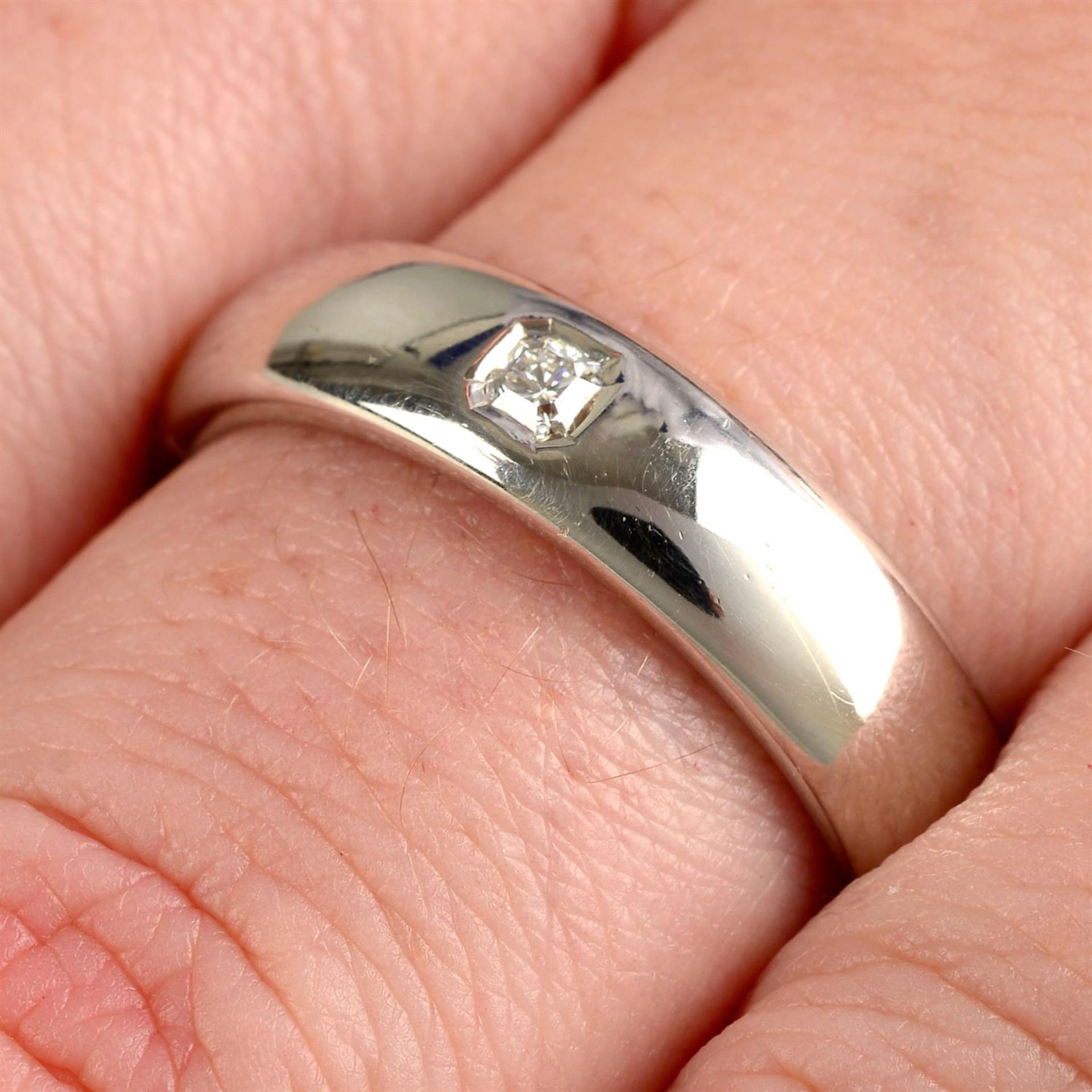 A platinum Lucida-cut diamond 'Classic' wedding band ring, by Tiffany & Co.
