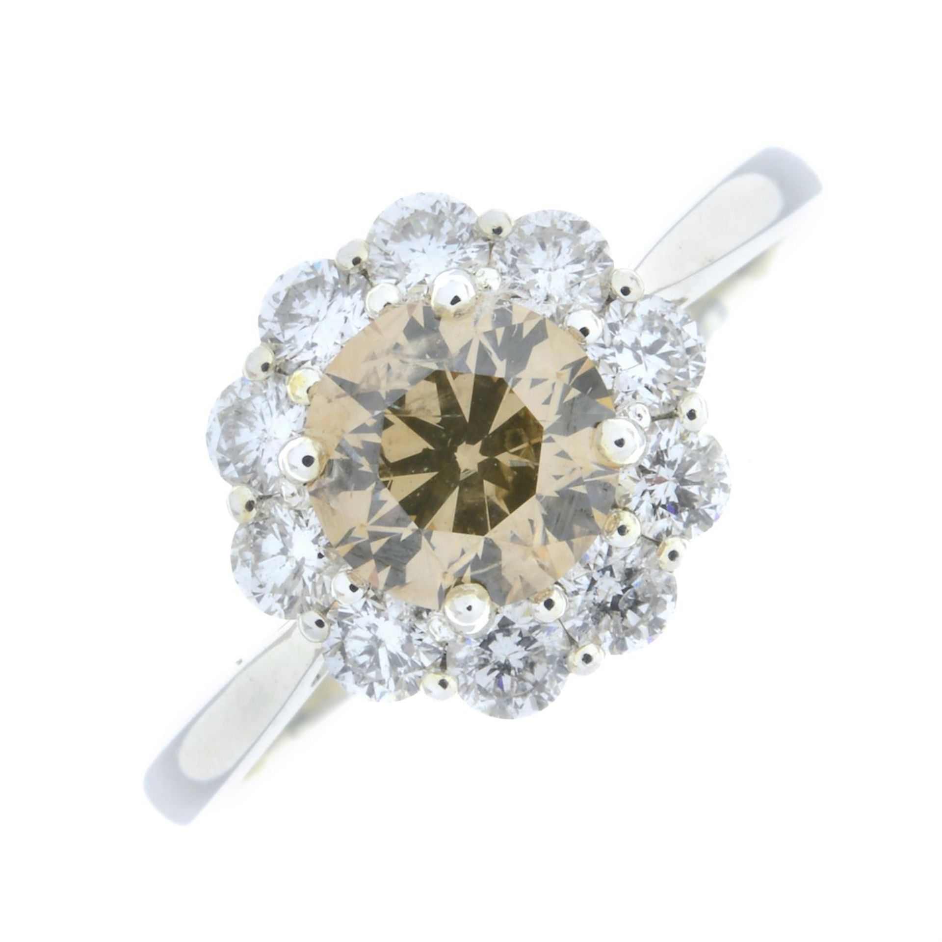 An 18ct gold 'brown' diamond and diamond cluster ring. - Image 2 of 5