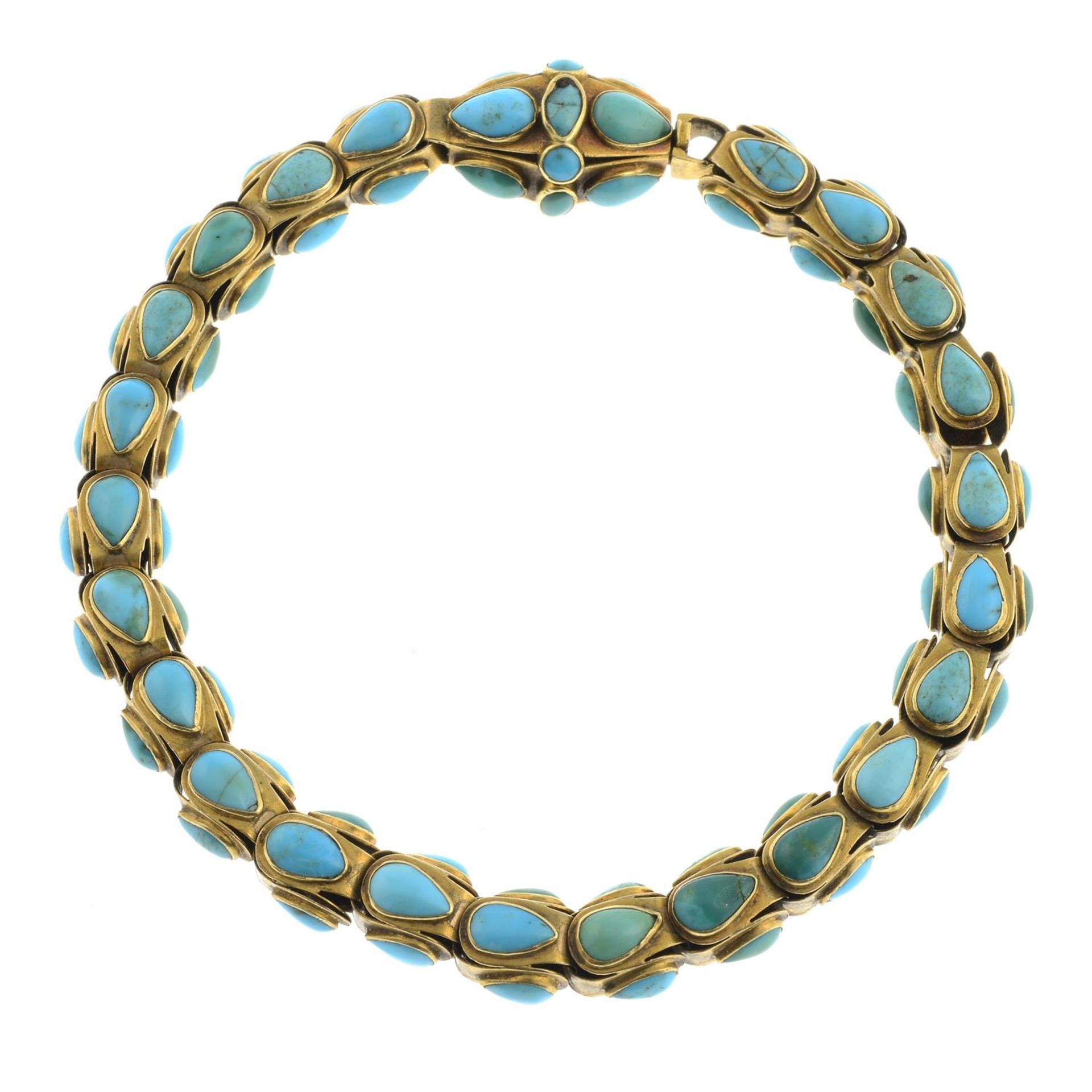 An early Victorian gold turquoise bracelet. - Image 2 of 3