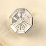 A pair of vari-cut diamond hexagonal-shape cufflinks.