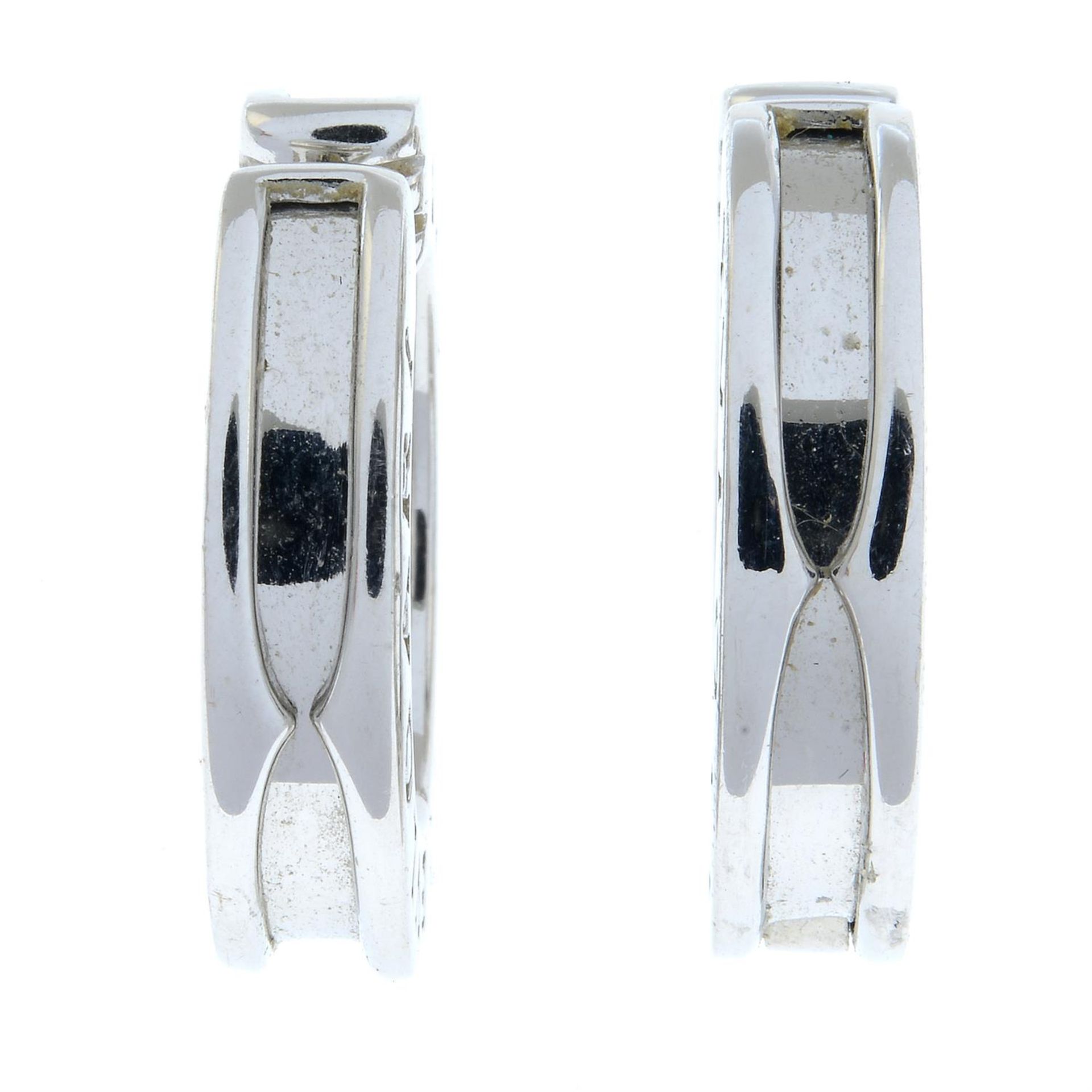 A pair of brilliant-cut diamond 'B.Zero1' hinged hoop earrings, by Bulgari. - Image 3 of 4