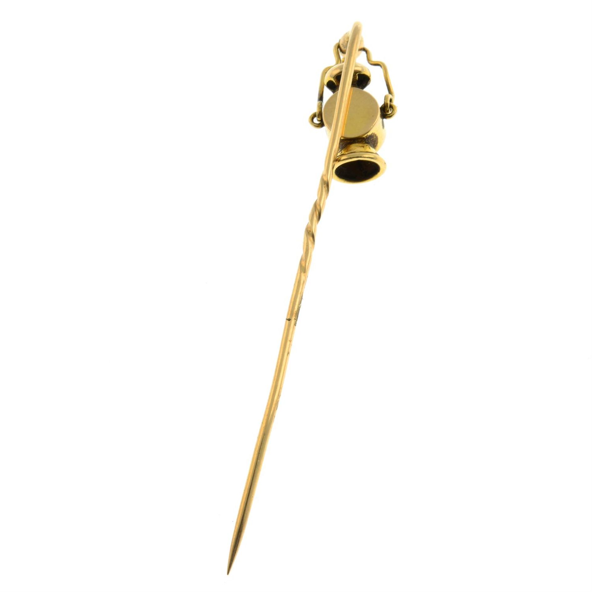 A late 19th century 14ct gold ruby lantern stickpin. - Image 3 of 4