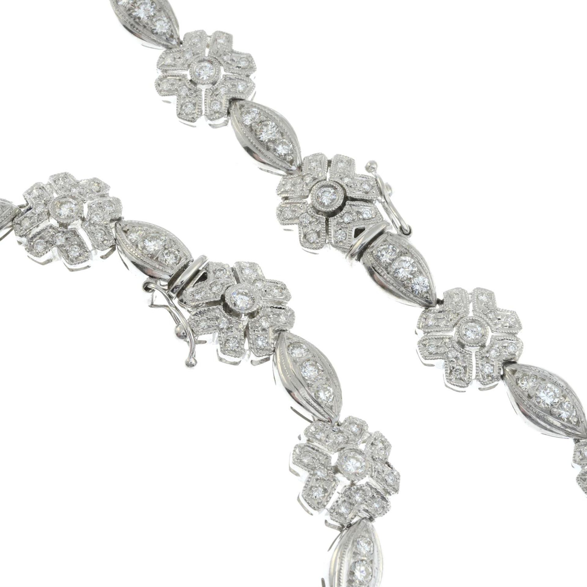 A brilliant-cut diamond floral necklace, with matching bracelet. - Image 4 of 5