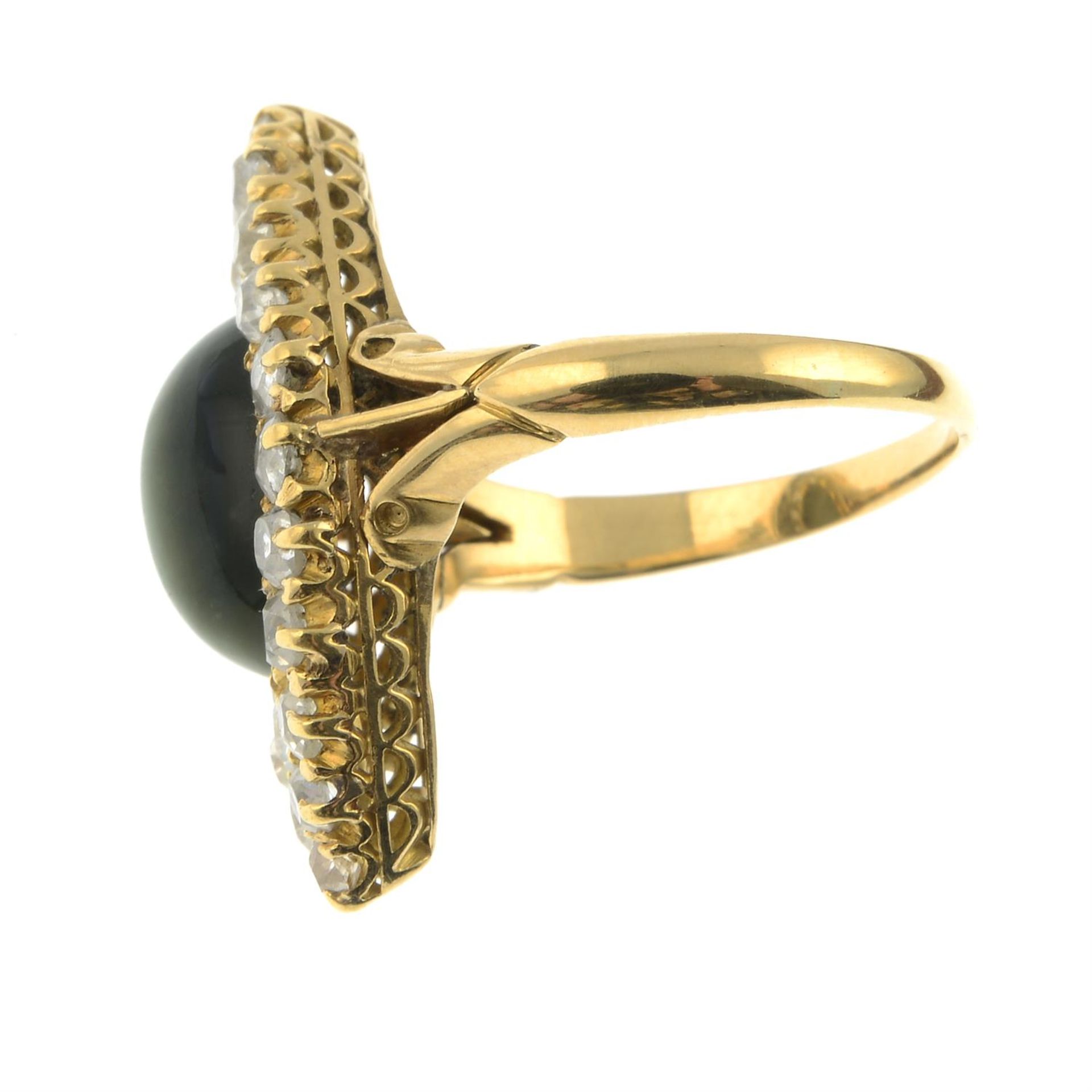 A late Victorian 18ct gold cat's-eye chrysoberyl and diamond ring. - Image 3 of 5