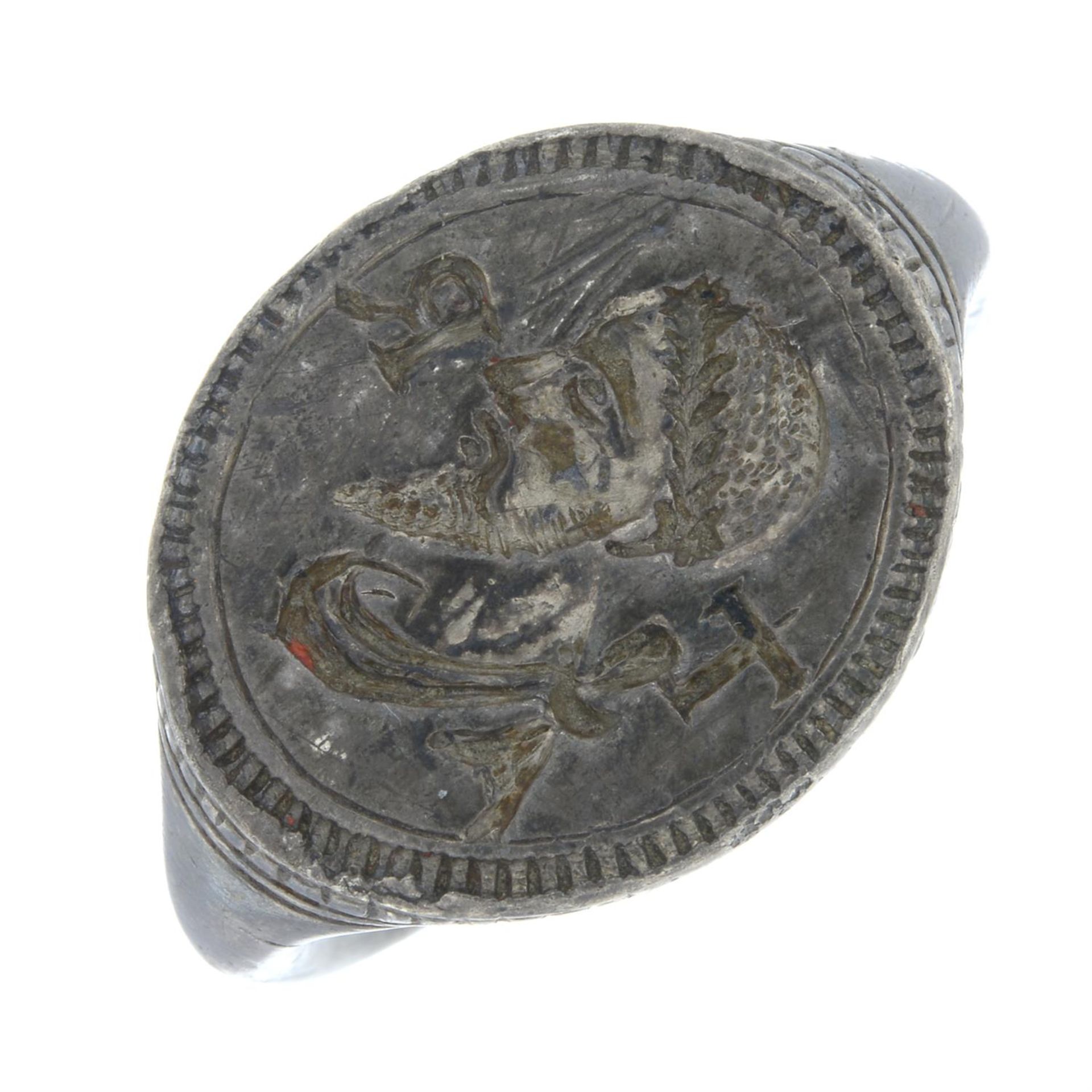 A late to post Medieval silver intaglio signet ring, depicting a bearded gentleman, - Image 2 of 6