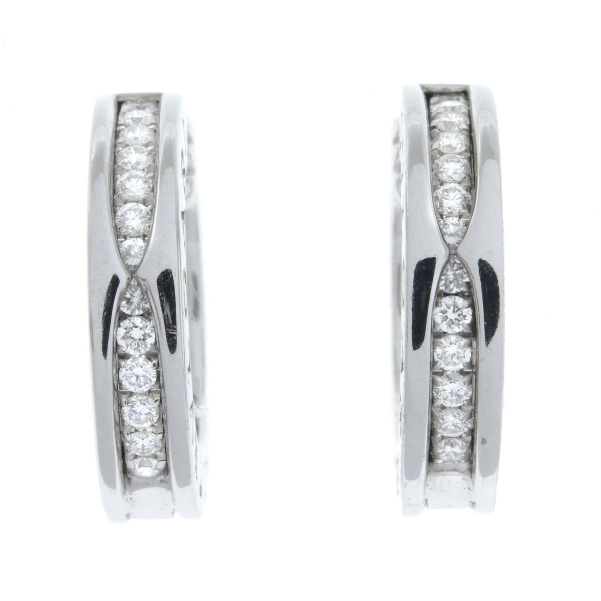 A pair of brilliant-cut diamond 'B.Zero1' hinged hoop earrings, by Bulgari. - Image 2 of 4
