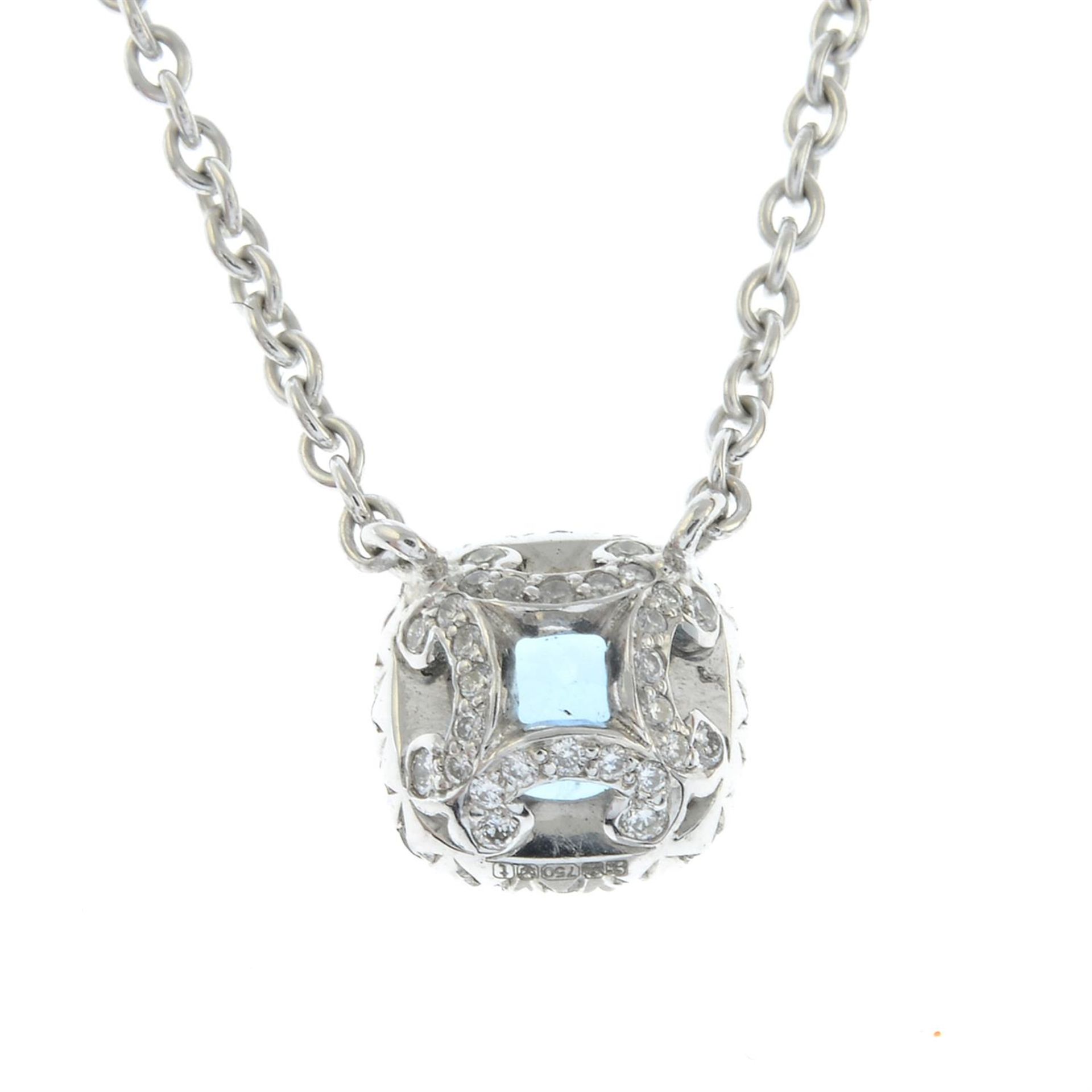 An 18ct gold aquamarine and brilliant-cut diamond pendant, on chain, by Garrard & Co Ltd. - Image 3 of 5