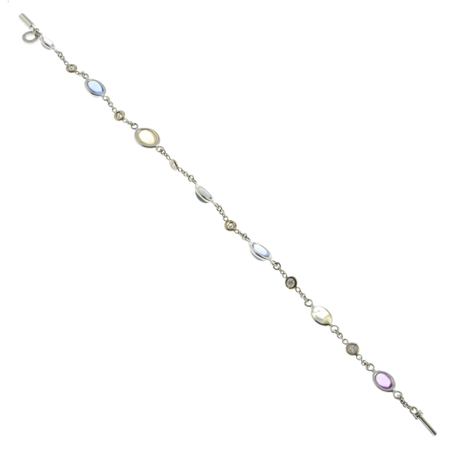 A multi-hue sapphire cabochon and diamond bracelet, by Bulgari. - Image 3 of 4