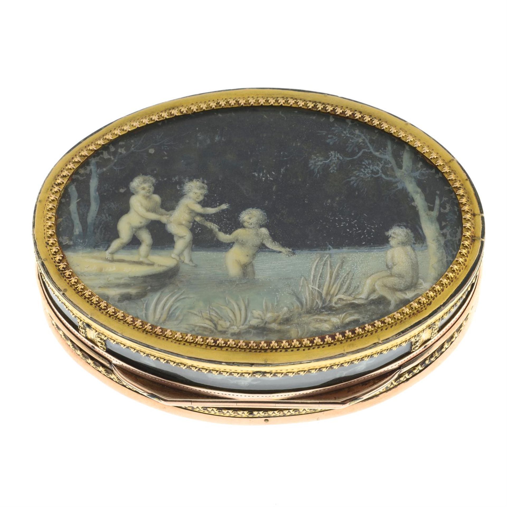 A late 18th/early 19th century gold painted box, the lid believed to depict a version of 'Le - Image 3 of 5