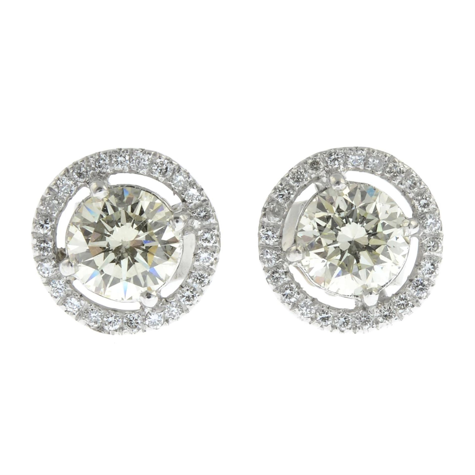 A pair of brilliant-cut diamond cluster earrings. - Image 2 of 3