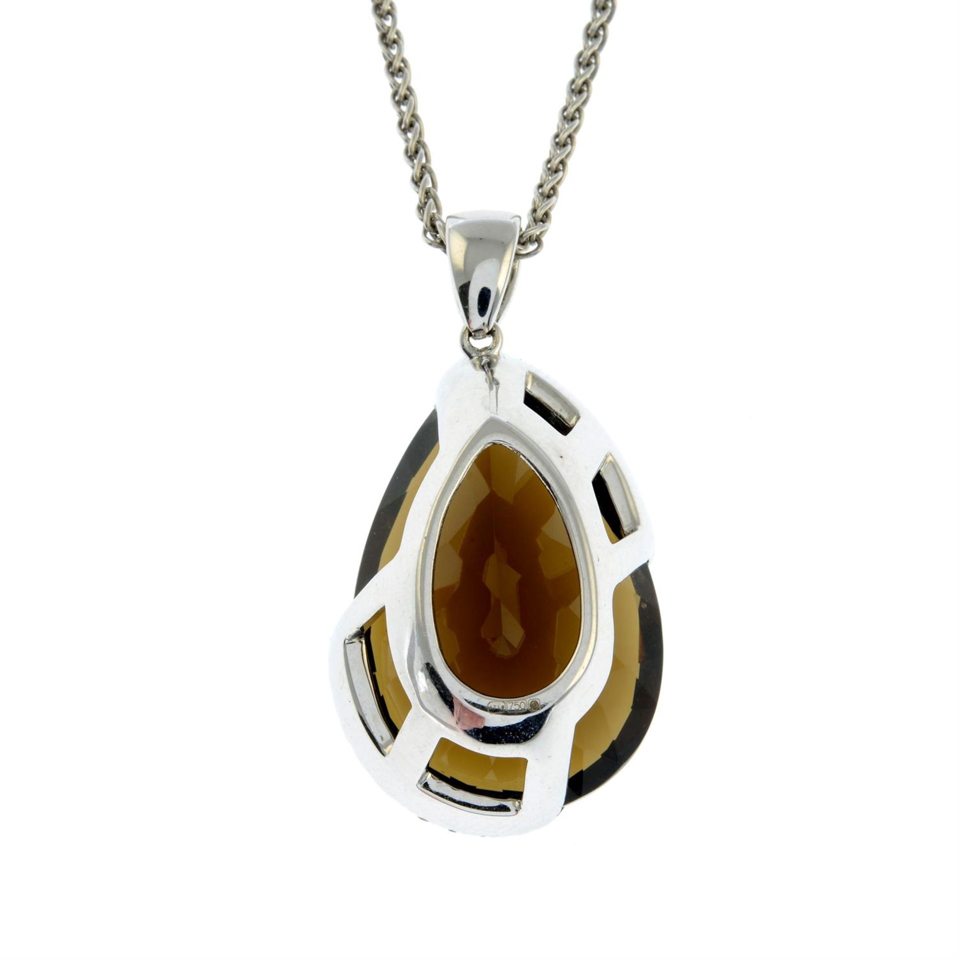 A smokey quartz and diamond pendant, with 18ct gold chain. - Image 3 of 5