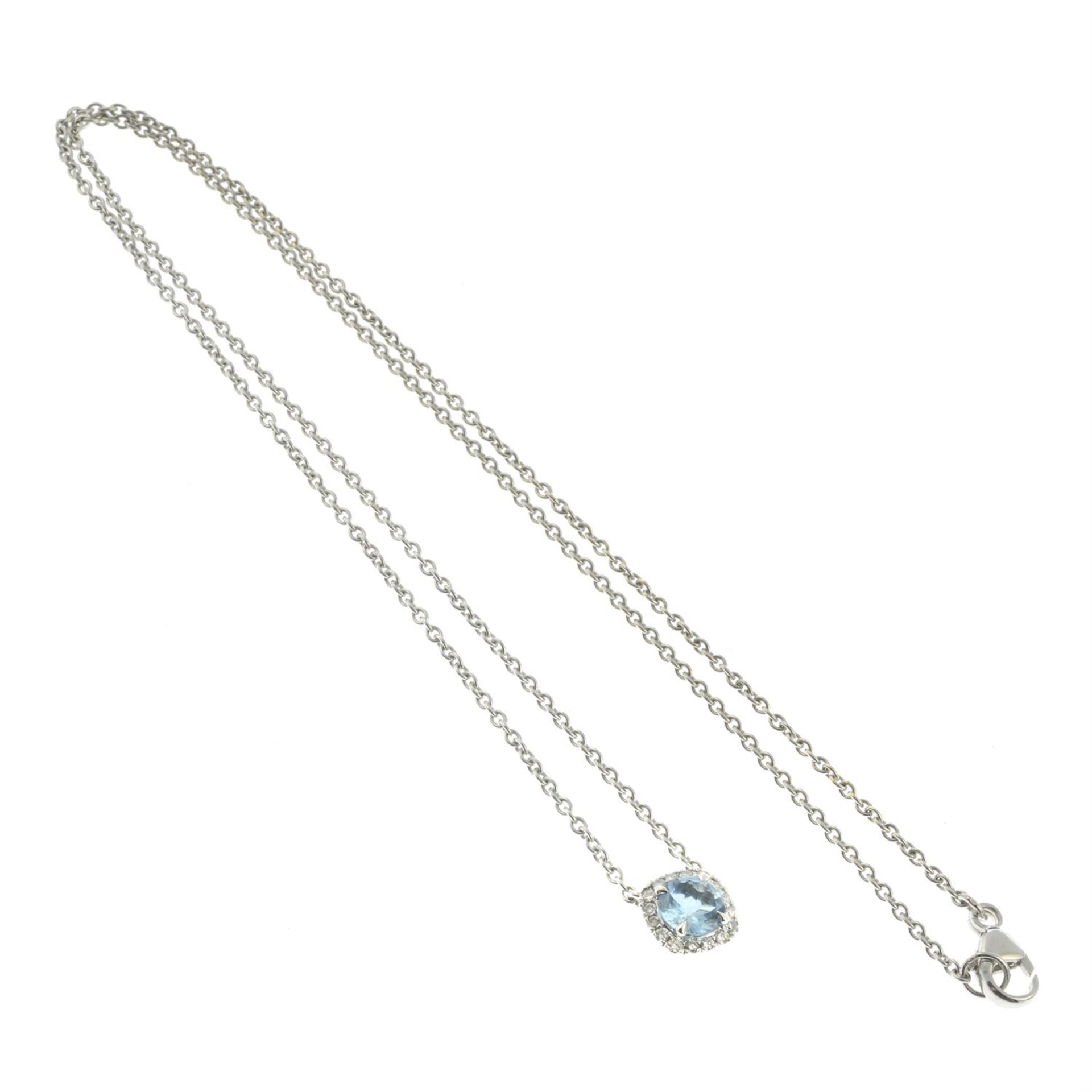 An 18ct gold aquamarine and brilliant-cut diamond pendant, on chain, by Garrard & Co Ltd. - Image 4 of 5