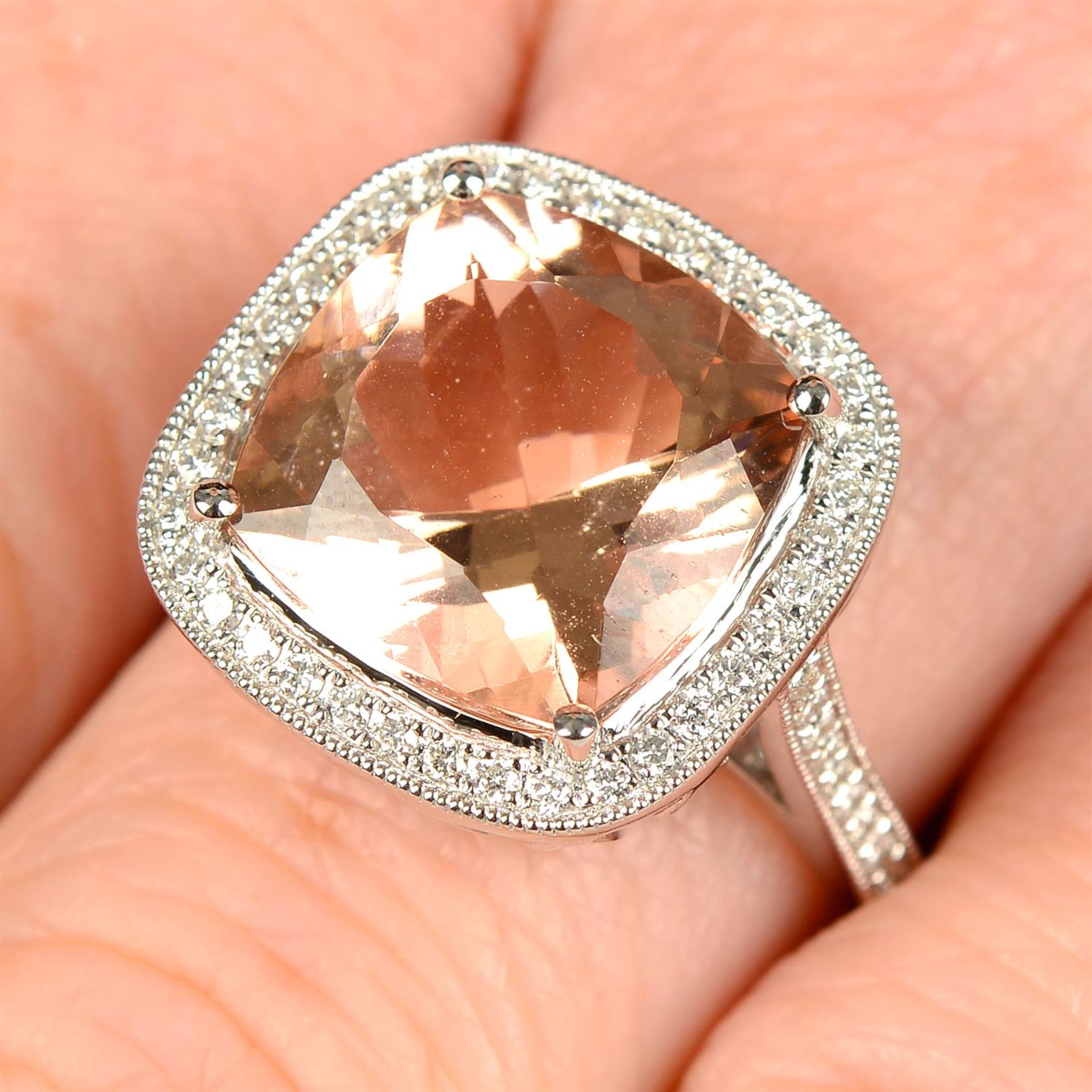 An 18ct gold morganite and brilliant-cut diamond dress ring.