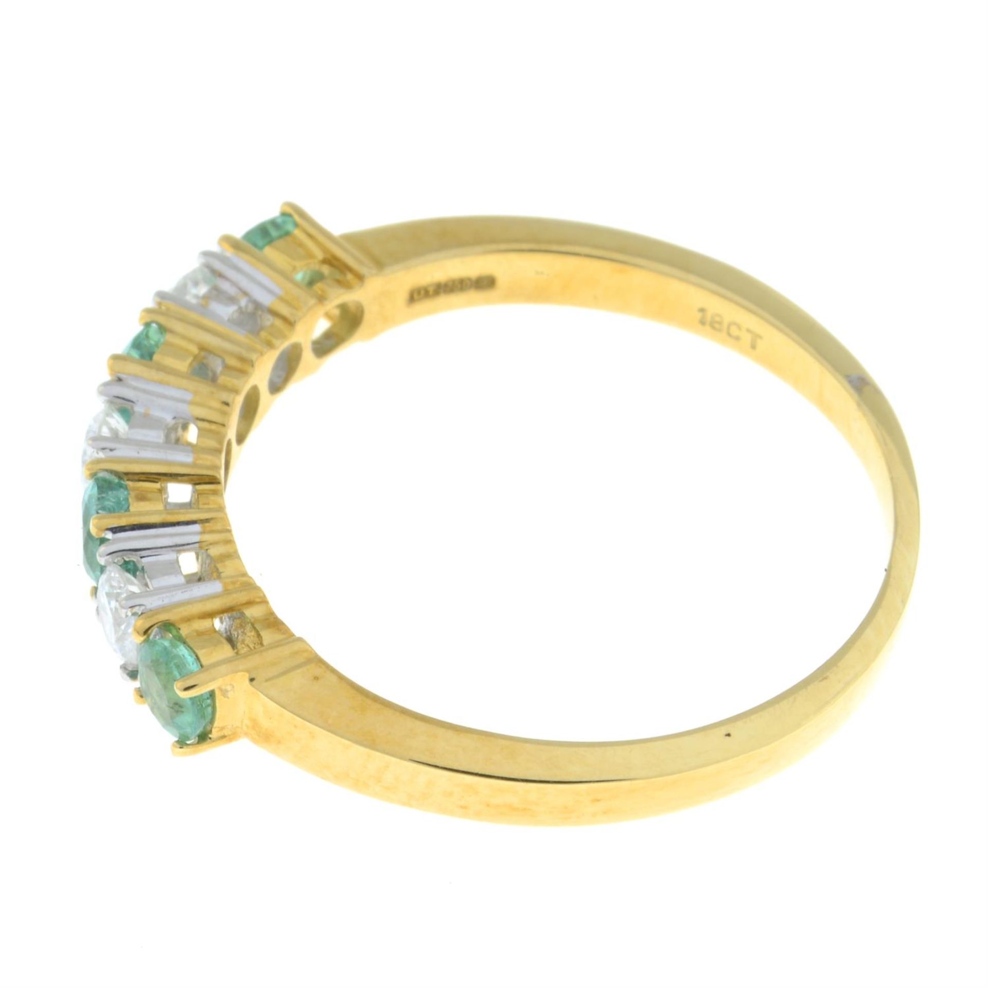 An 18ct gold alternating emerald and brilliant-cut diamond line ring. - Image 4 of 5