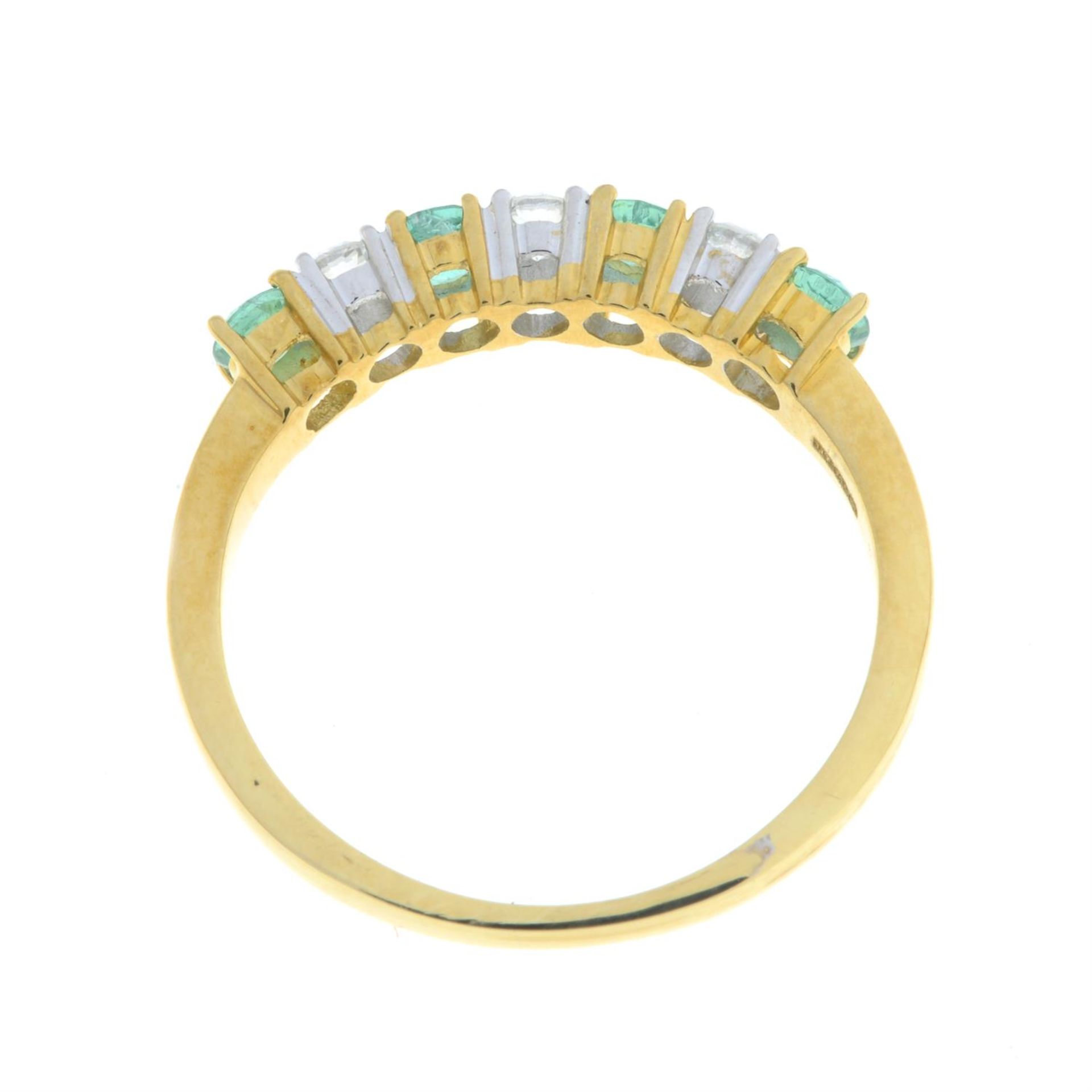 An 18ct gold alternating emerald and brilliant-cut diamond line ring. - Image 3 of 5
