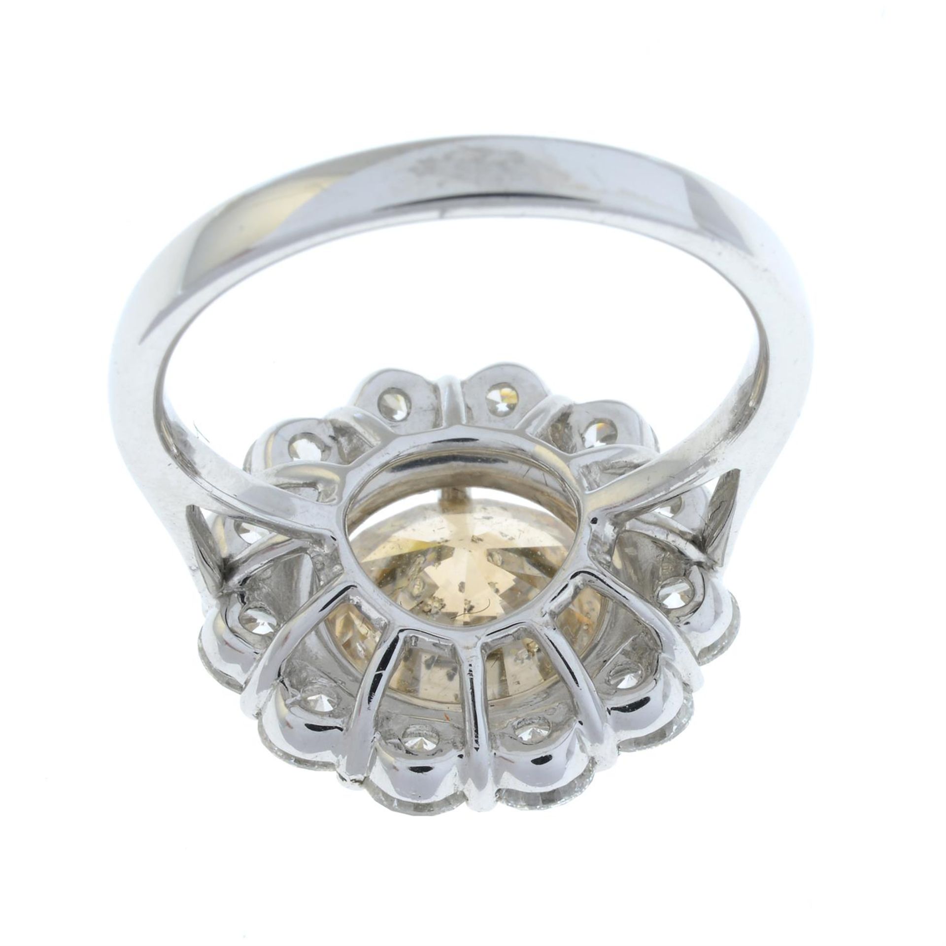 A platinum 'brown' diamond and brilliant-cut diamond cluster ring. - Image 3 of 5