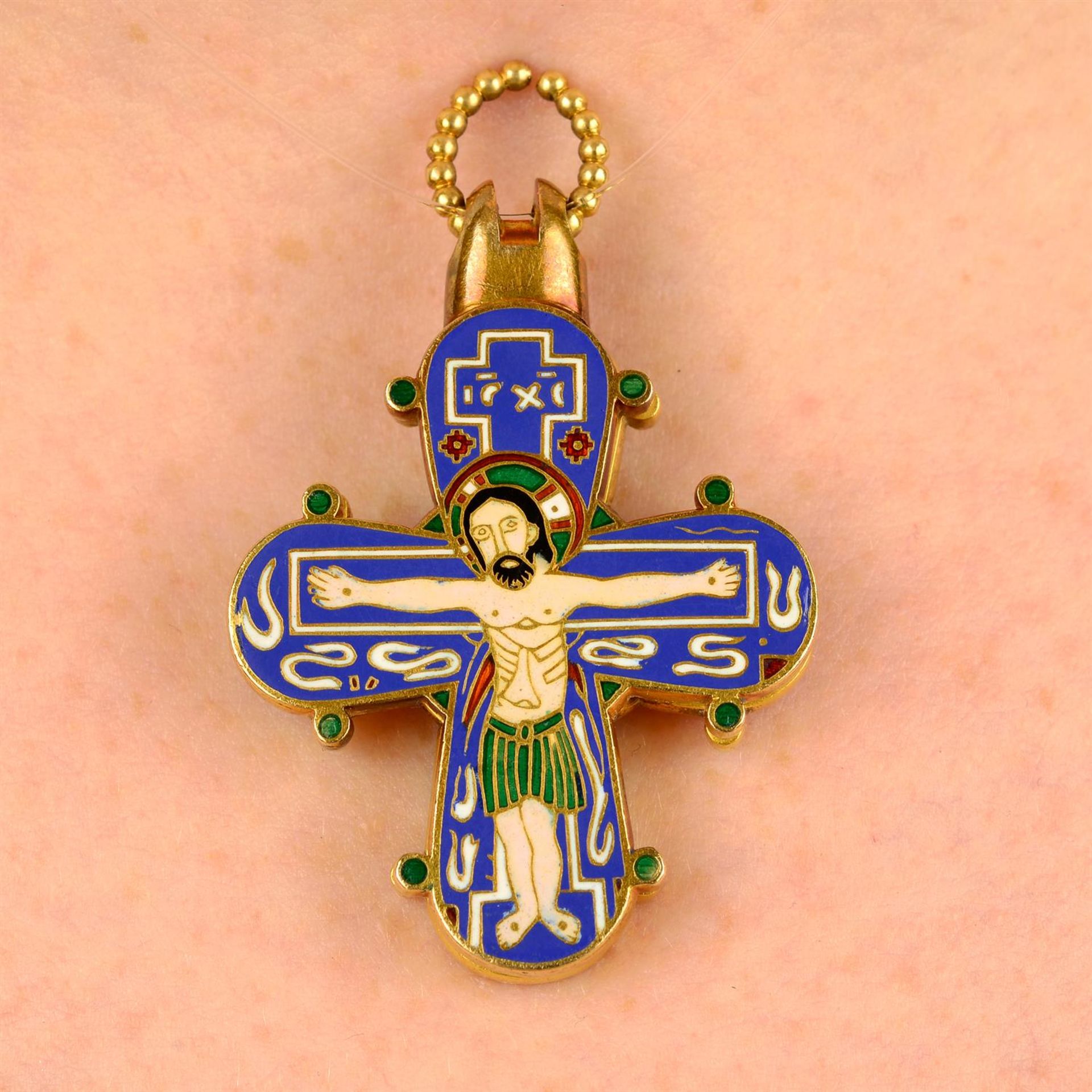 A mid to late 19th century 18ct gold enamel replica Dagmar Cross pendant, by Borgen & Co.