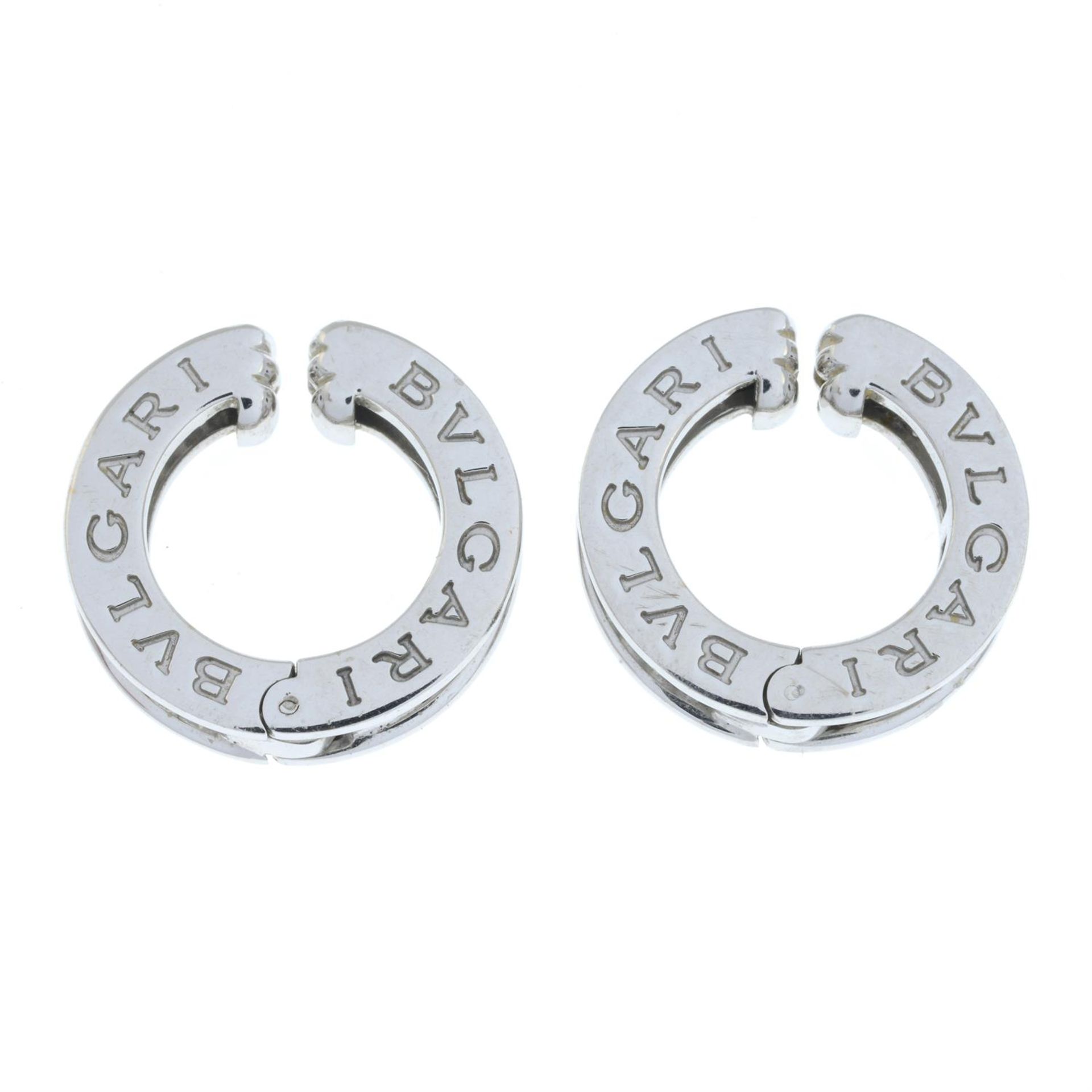 A pair of brilliant-cut diamond 'B.Zero1' hinged hoop earrings, by Bulgari. - Image 4 of 4
