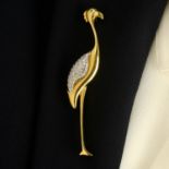 An 18ct gold single-cut diamond flamingo brooch, by Recarlo.