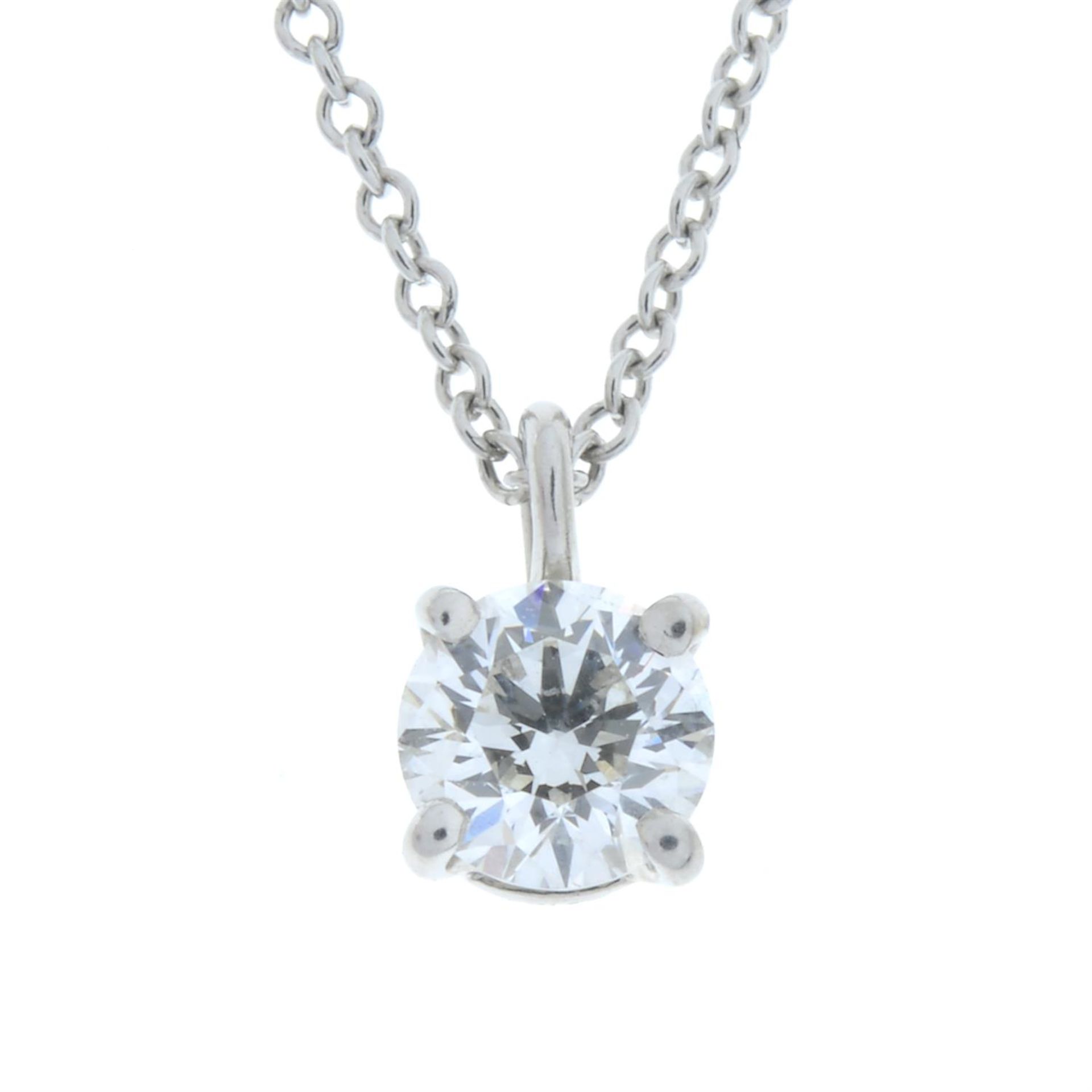 A platinum brilliant-cut diamond pendant, on chain, by Tiffany & Co. - Image 2 of 5