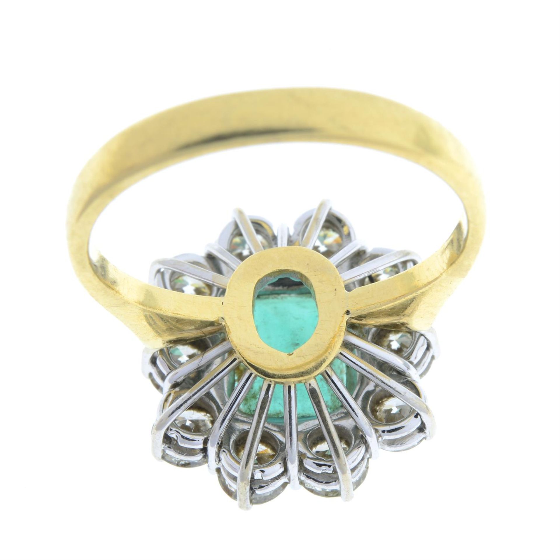 An 18ct gold emerald and brilliant-cut diamond cluster ring. - Image 3 of 5