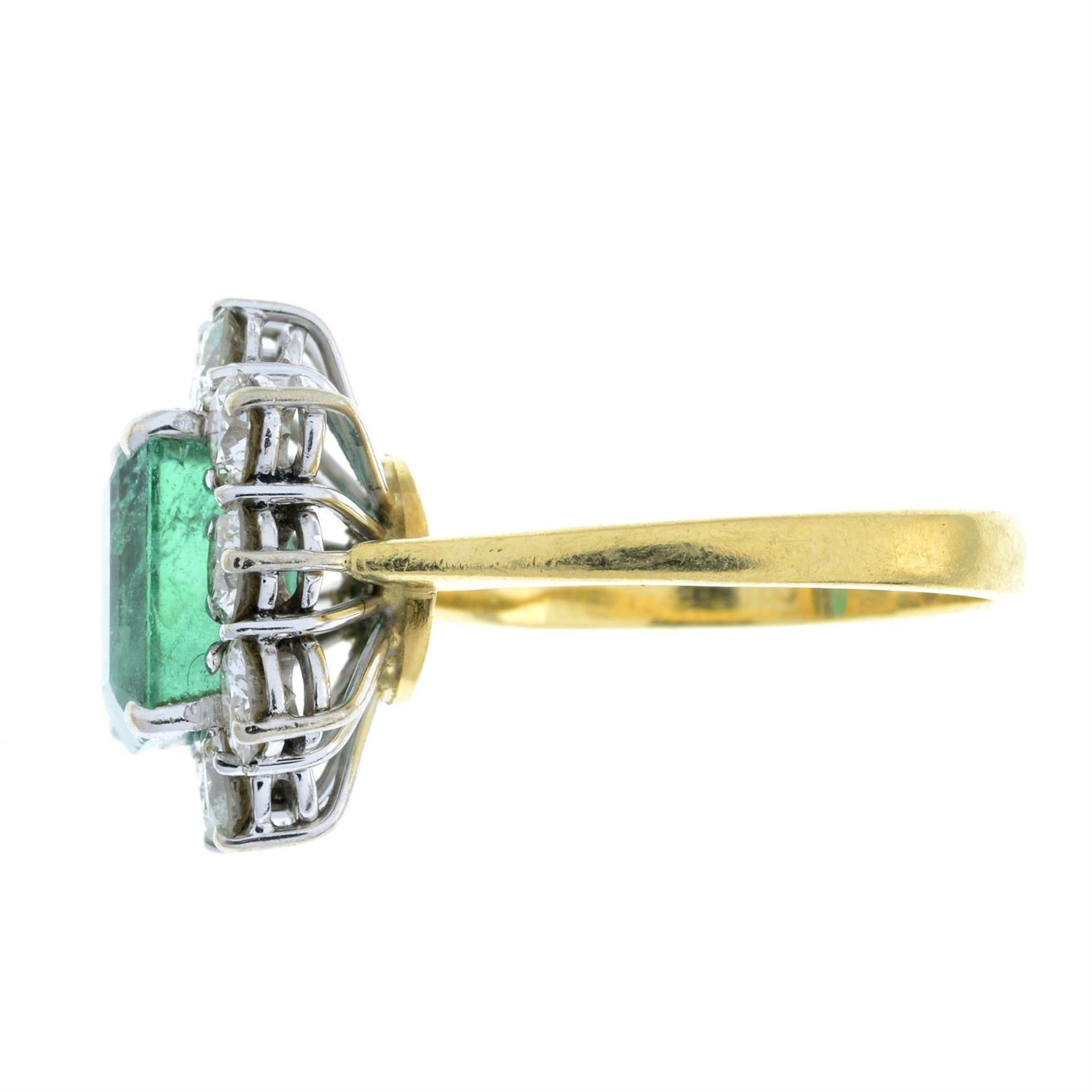 An 18ct gold emerald and brilliant-cut diamond cluster ring. - Image 4 of 5