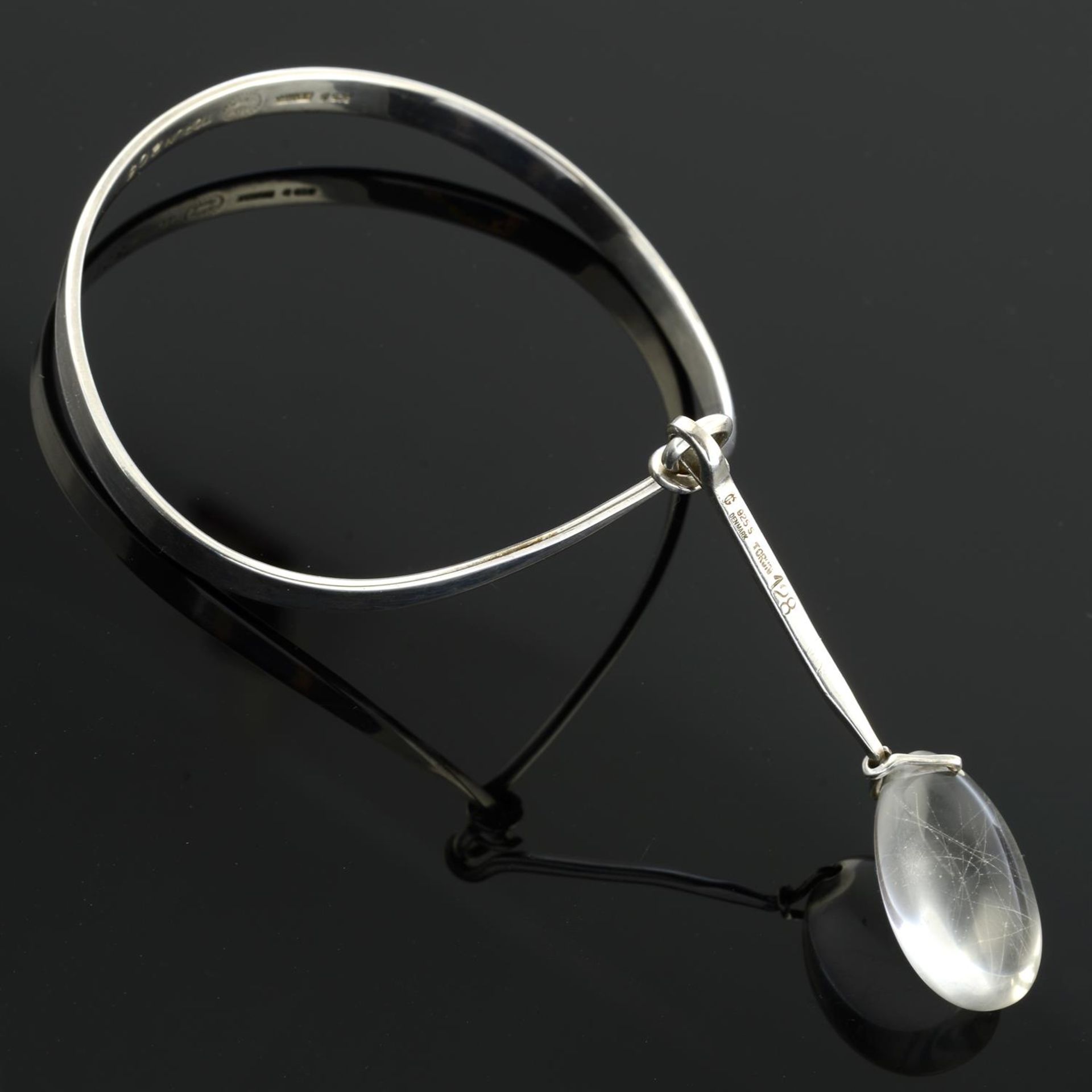 A rutilated quartz 'Dew Drop' bangle by Torun Bülow-Hübe for Georg Jensen. - Image 3 of 5