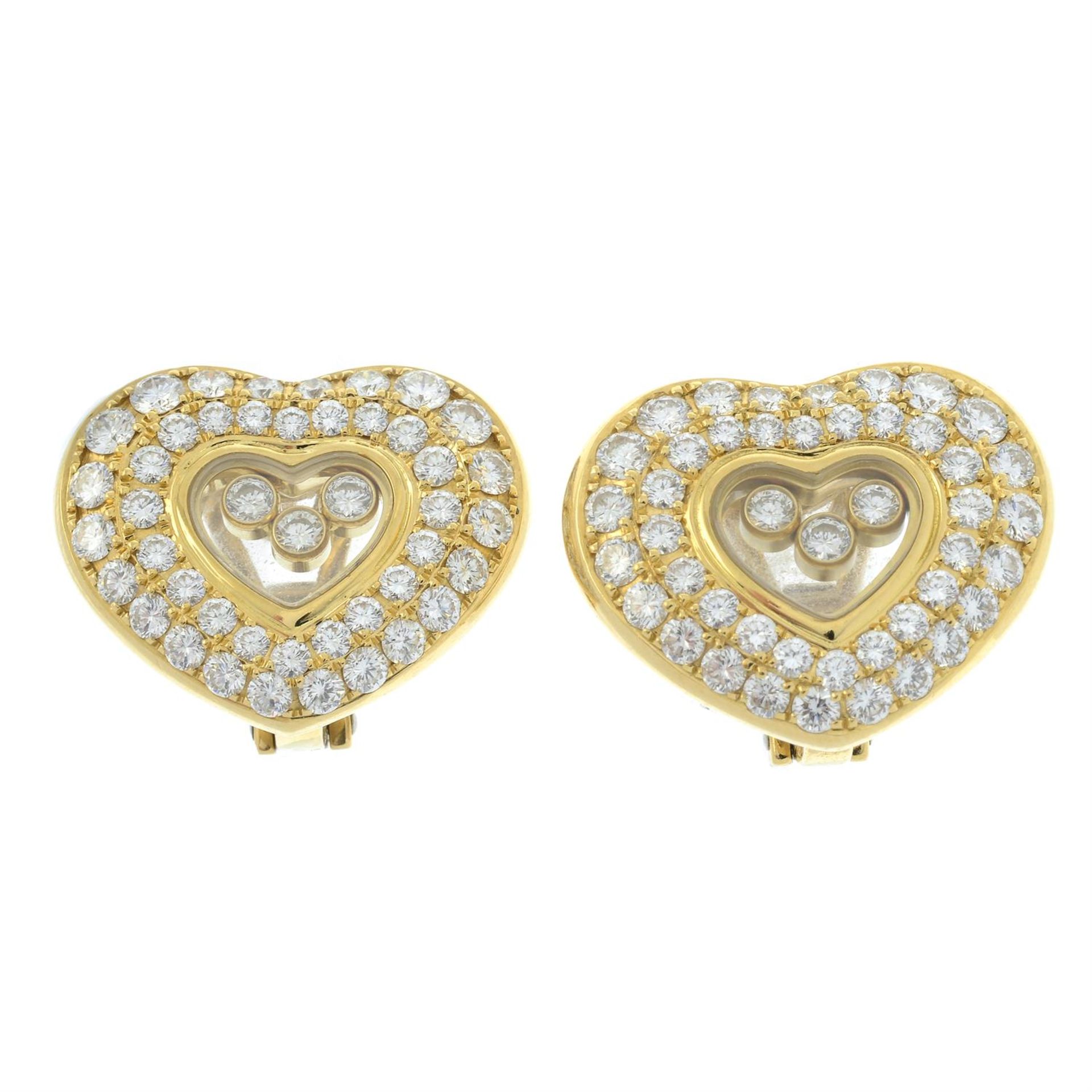 A pair of pavé-set diamond 'Happy Diamond' heart earrings, by Chopard. - Image 2 of 3