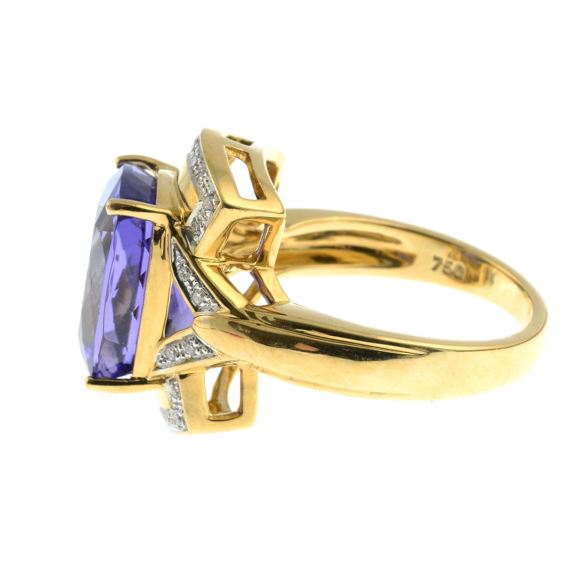 An 18ct gold tanzanite and brilliant-cut diamond dress ring. - Image 3 of 6