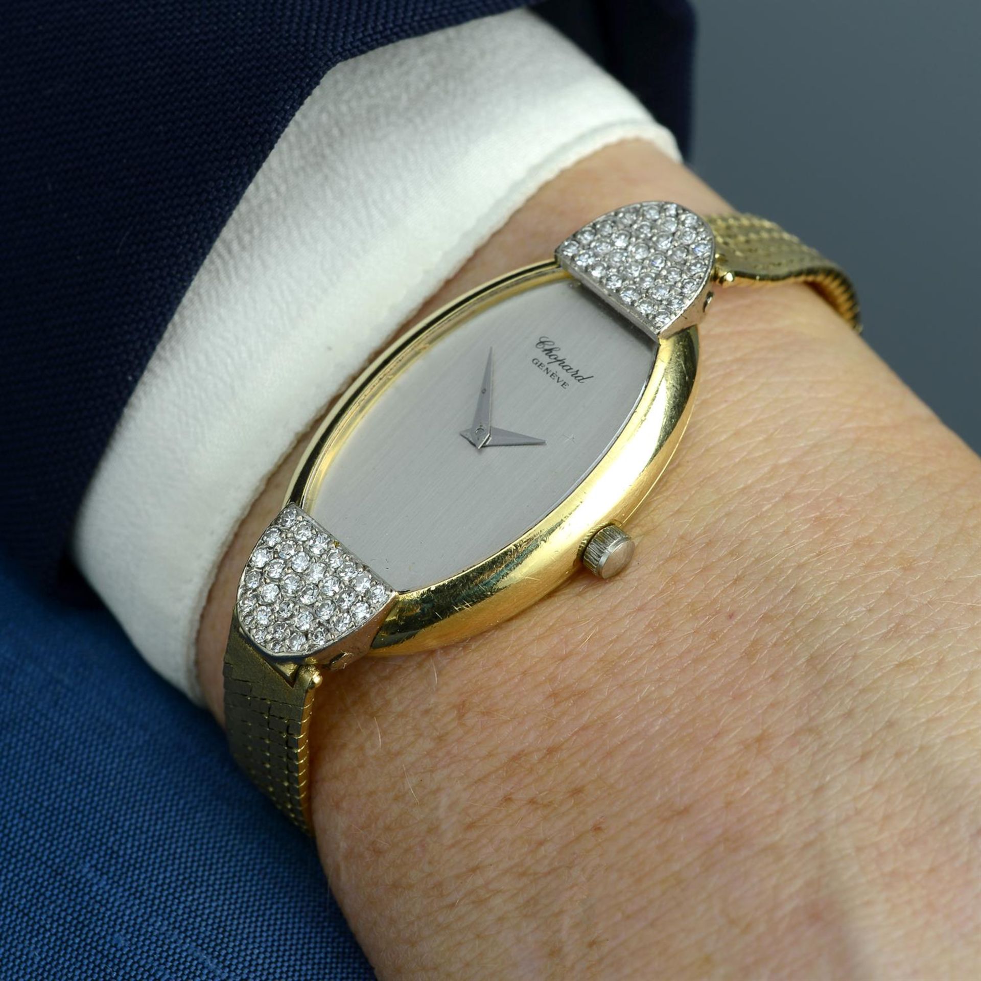 CHOPARD - a diamond set yellow metal bracelet watch, 22mm. - Image 5 of 5