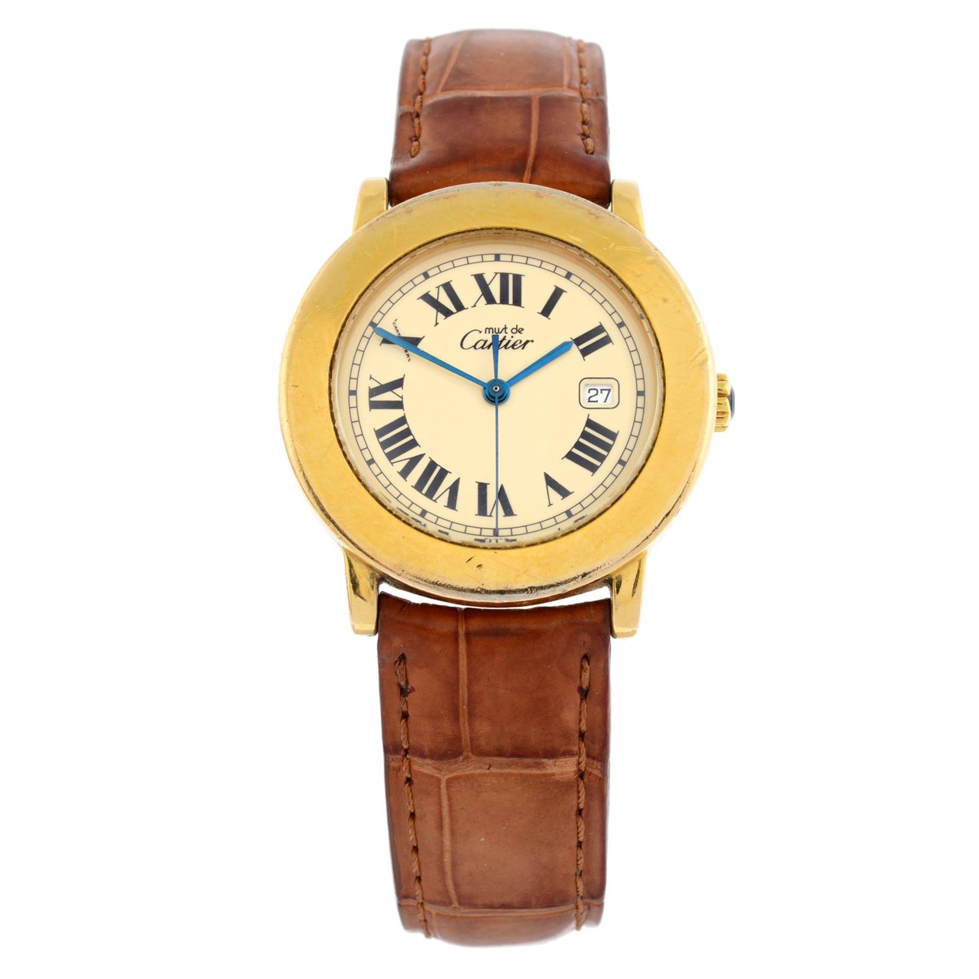 CARTIER - a gold plated Must de Cartier wrist watch, 32mm.