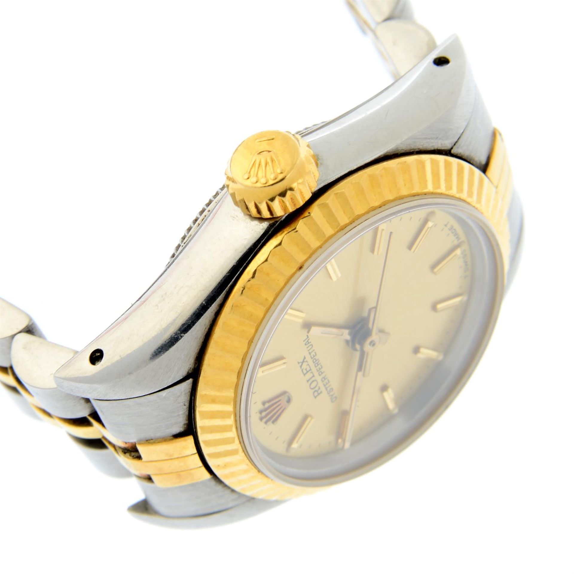 ROLEX - a bi-metal Oyster Perpetual bracelet watch, 24mm. - Image 3 of 5