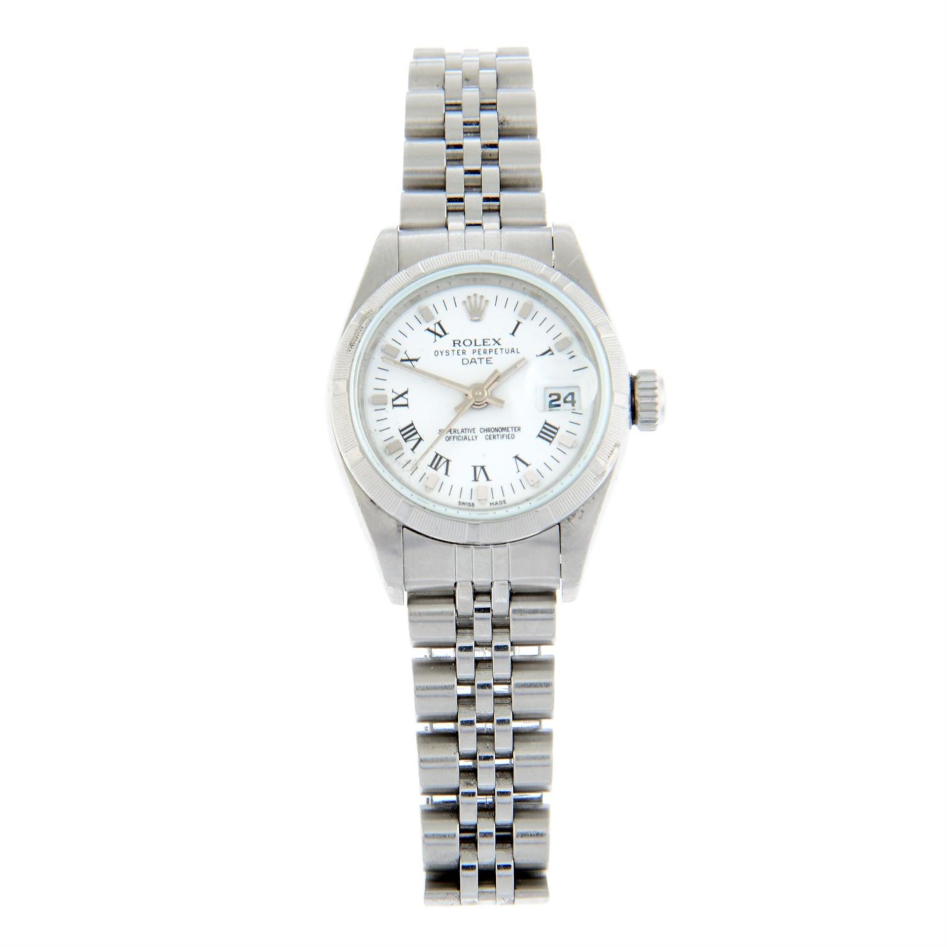 ROLEX - a stainless steel Oyster Perpetual Date bracelet watch, 25mm.