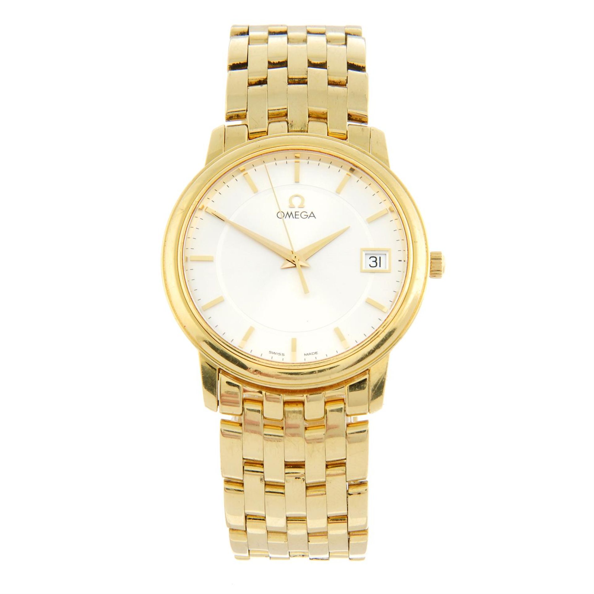 OMEGA - an 18ct yellow gold bracelet watch, 34mm.