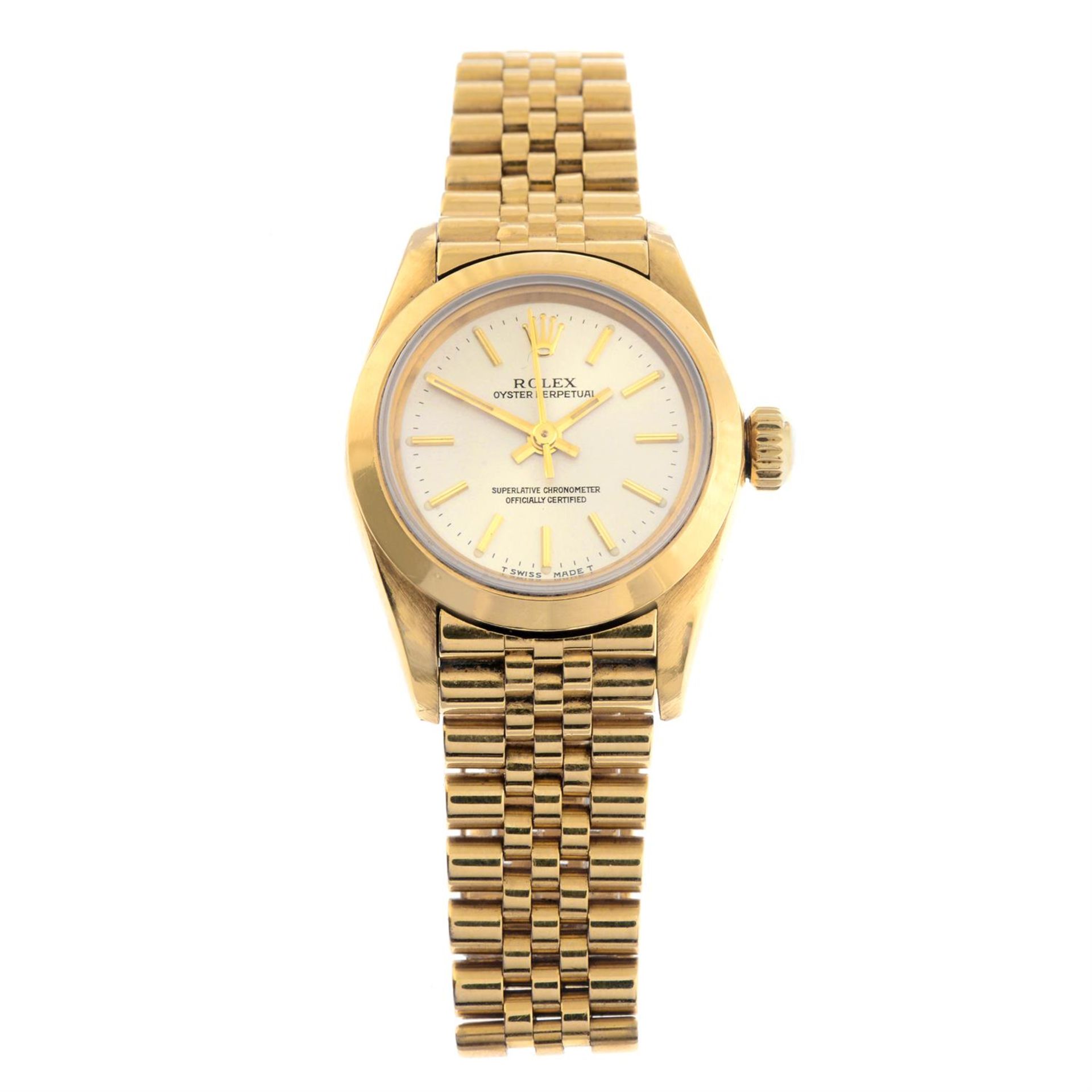 ROLEX - an 18ct yellow gold Oyster Perpetual Datejust bracelet watch, 26mm.