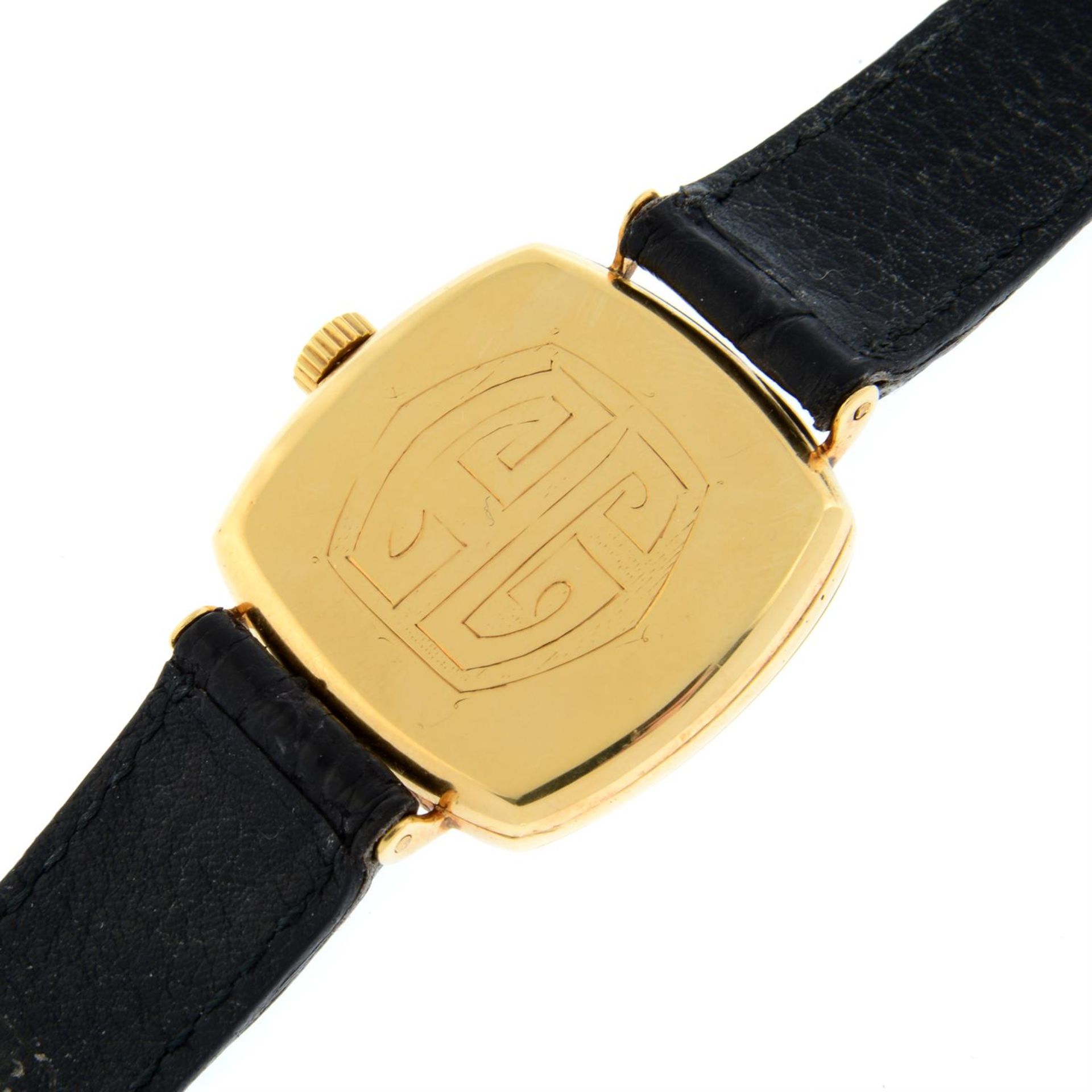 PATEK PHILLIPPE - a yellow metal Officer's wrist watch, 30x30mm. - Image 4 of 5