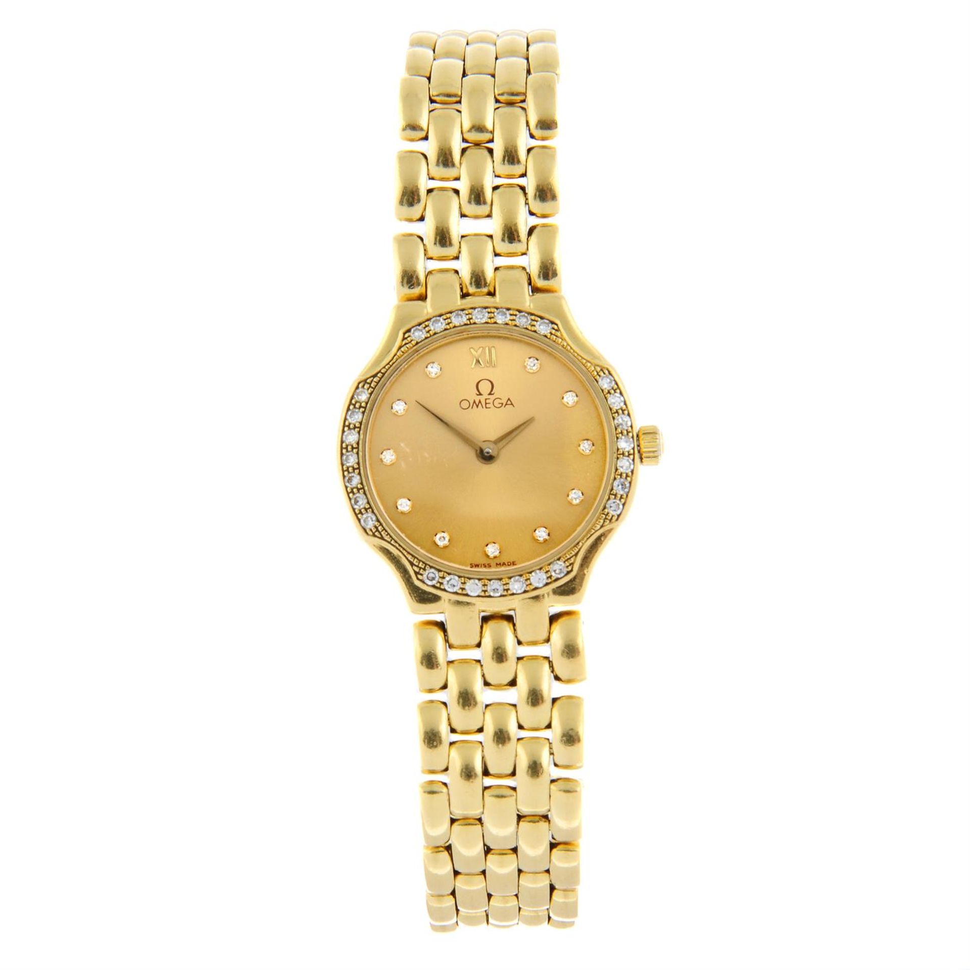 OMEGA - an 18ct gold bracelet watch, 22mm.