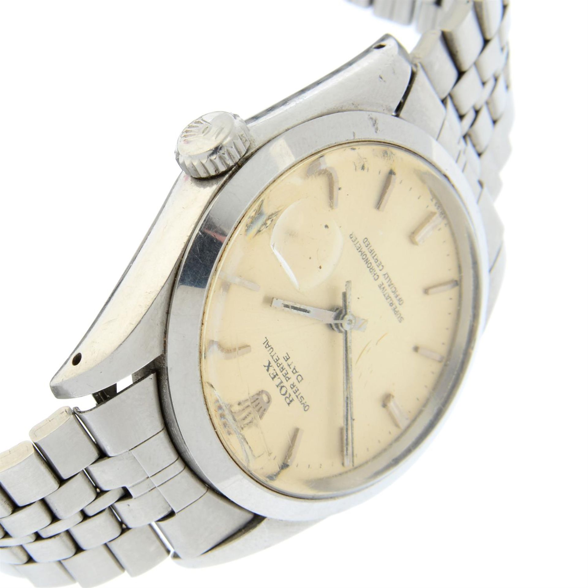 ROLEX - a stainless steel Oyster Perpetual Date bracelet watch, 34mm. - Image 3 of 4