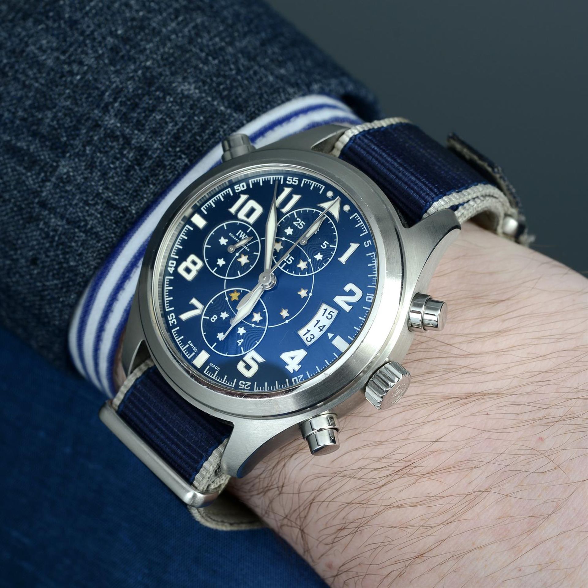 IWC - a stainless steel Le Petit Prince chronograph wrist watch, 44mm. - Image 6 of 6